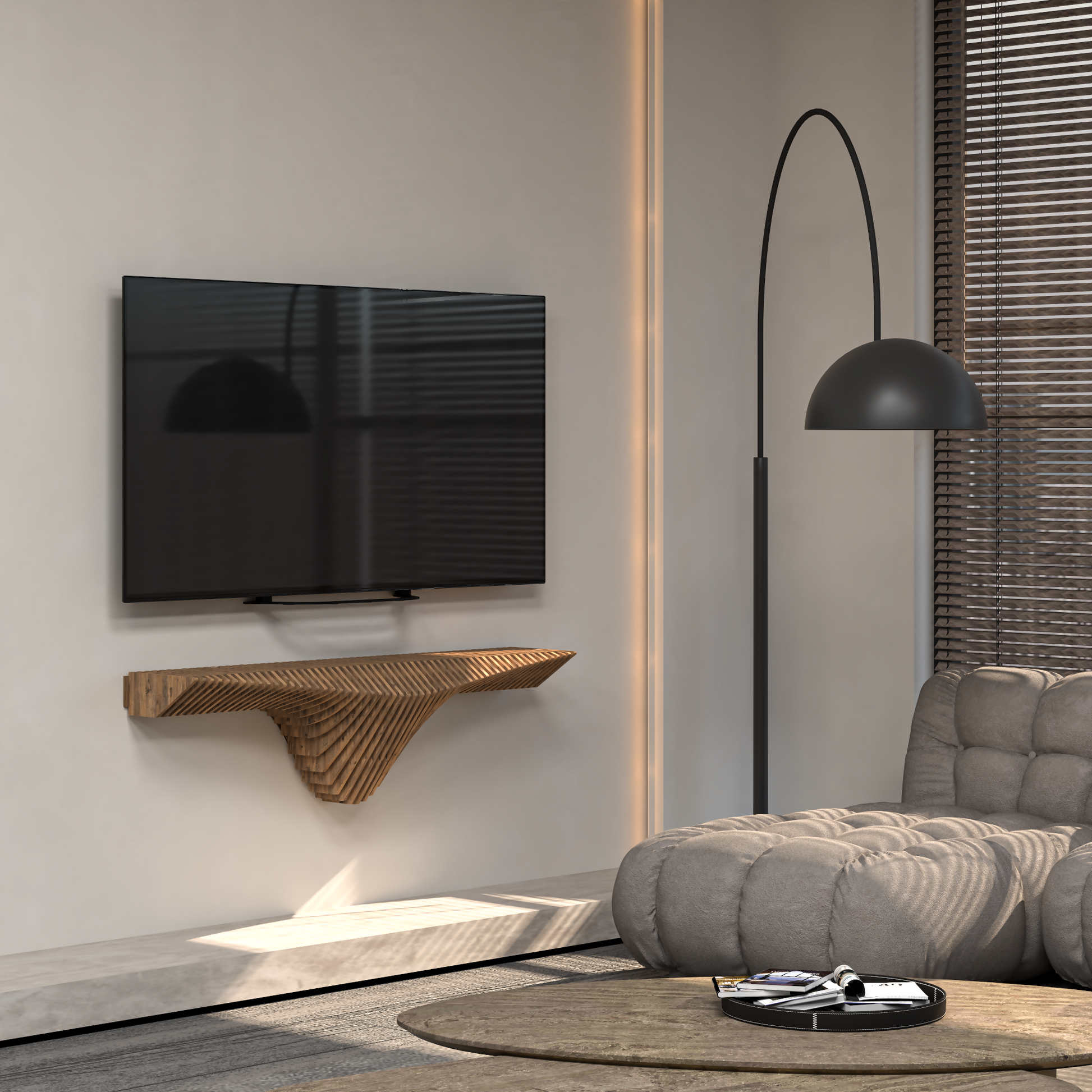 Parametric Shelf 50 inch Wavy Design Display Shelf