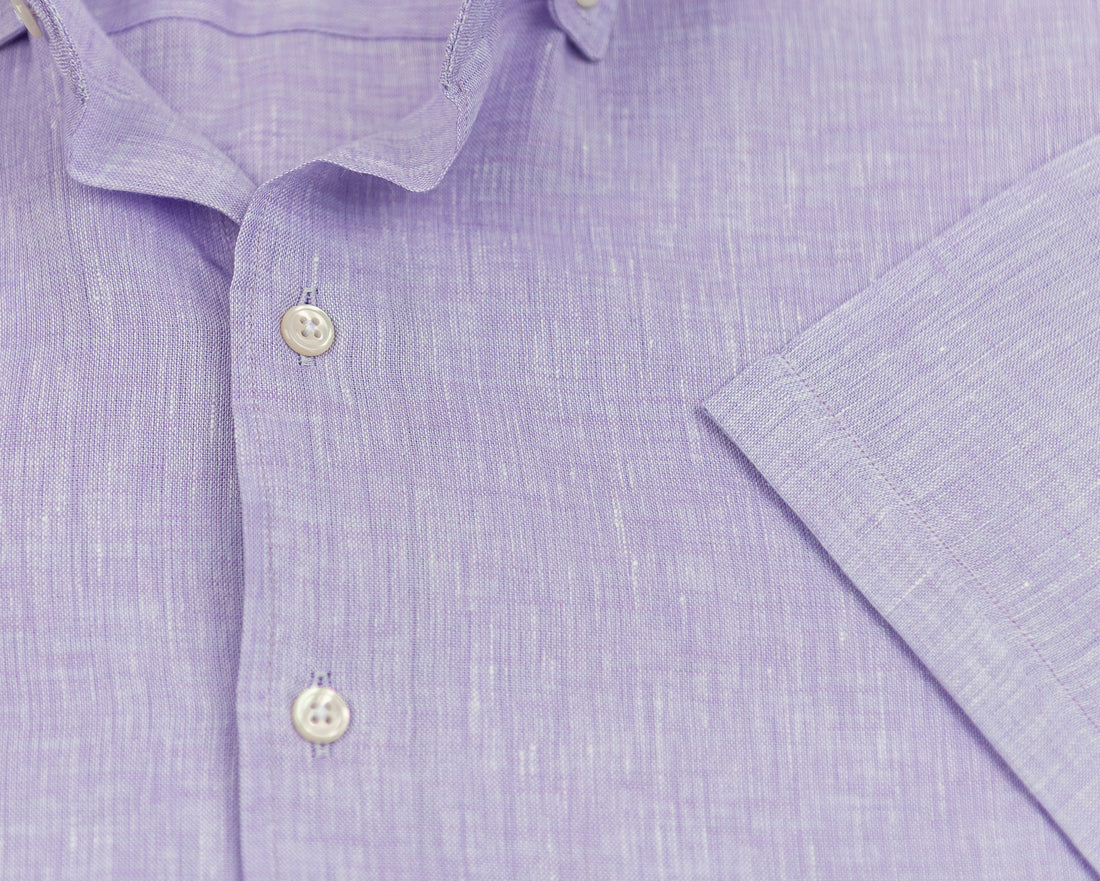 Wear Sierra Top Shelf Men's Linen Short Sleeve Button Down Shirt in Lilac