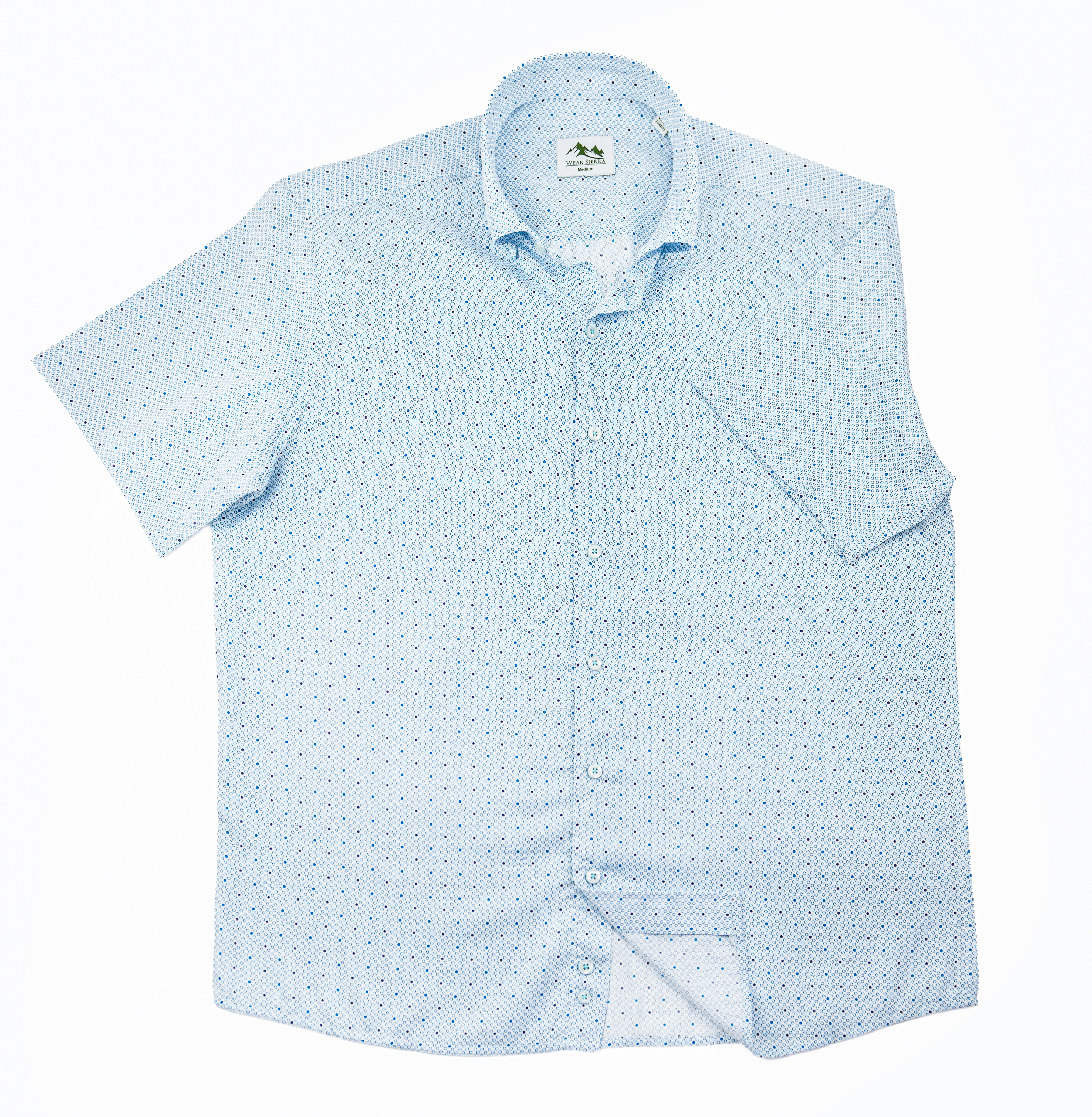 Wear Sierra Top Shelf Men's Cotton Short Sleeve Button Down Shirt Blue Dots