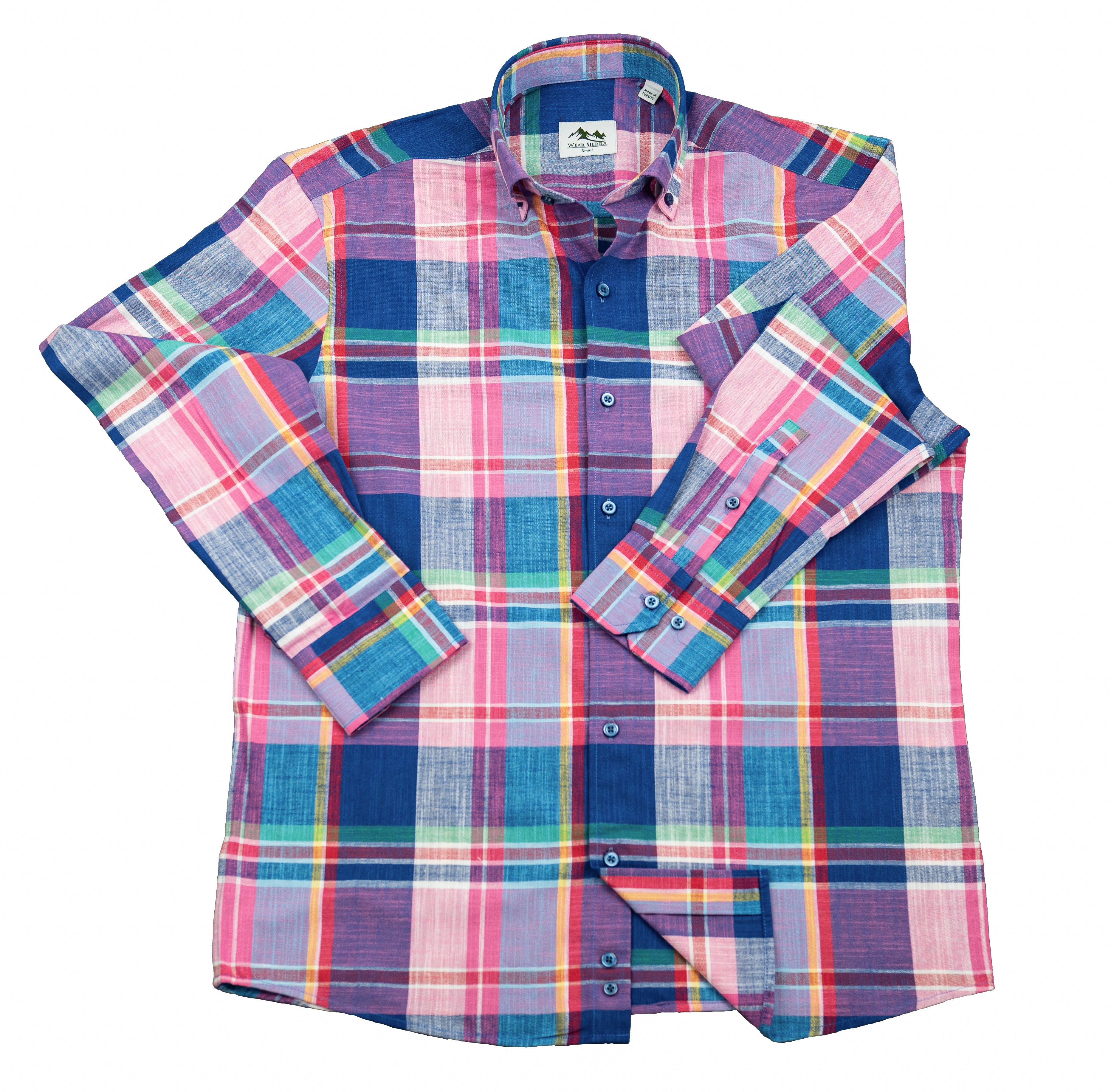 Wear Sierra Top Shelf Men's Cotton Long Sleeve Button Down Shirts in Pink Plaid