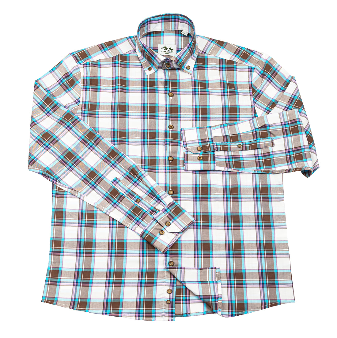 Wear Sierra Top Shelf Men's Cotton Long Sleeve Button Down Shirts in White Plaid