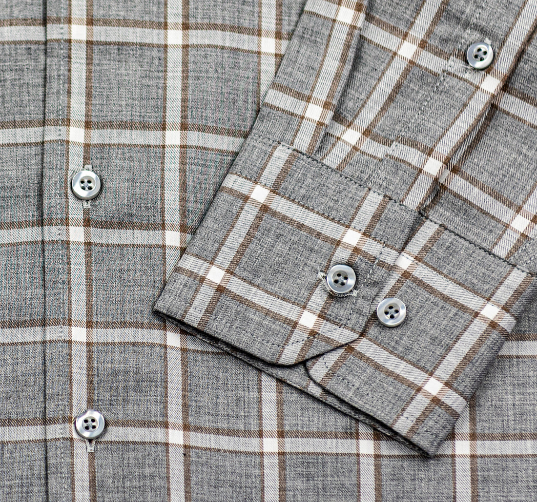 Wear Sierra Top Shelf Men's Cotton Long Sleeve Button Down Shirts in Gray Plaid