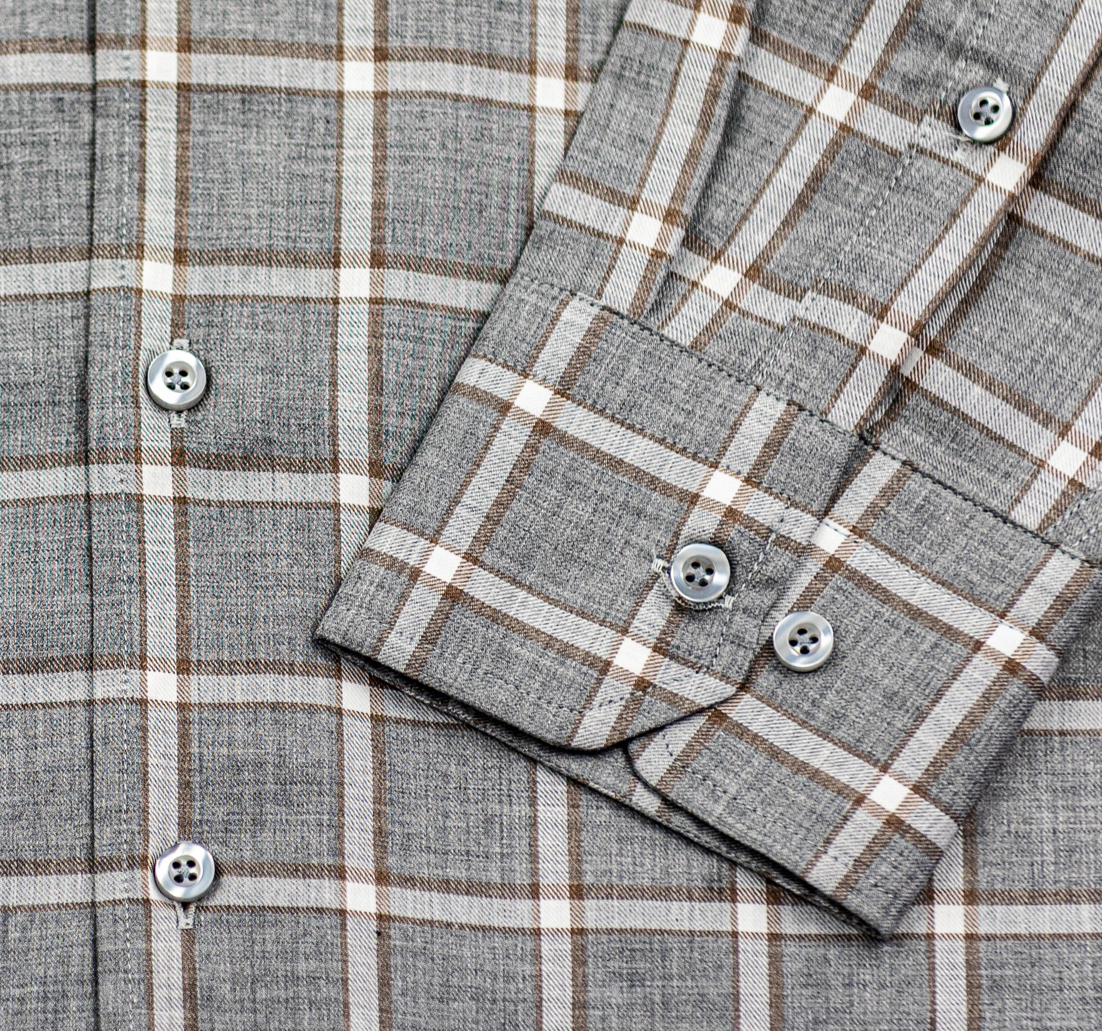 Wear Sierra Top Shelf Men's Cotton Long Sleeve Button Down Shirts in Gray Plaid