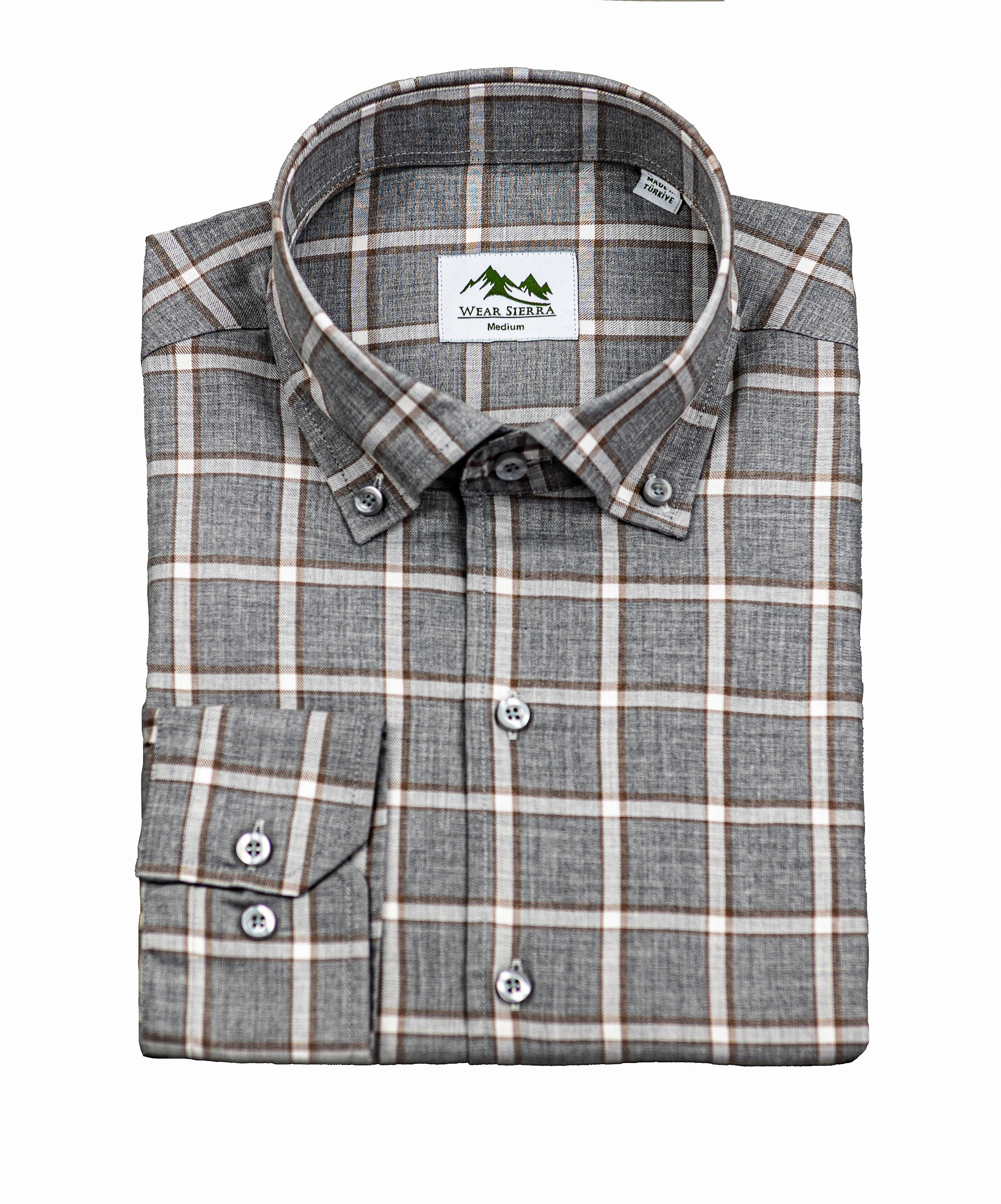 Wear Sierra Top Shelf Men's Cotton Long Sleeve Button Down Shirts in Gray Plaid