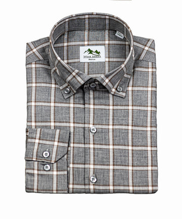 Wear Sierra Top Shelf Men's Cotton Long Sleeve Button Down Shirts in Gray Plaid