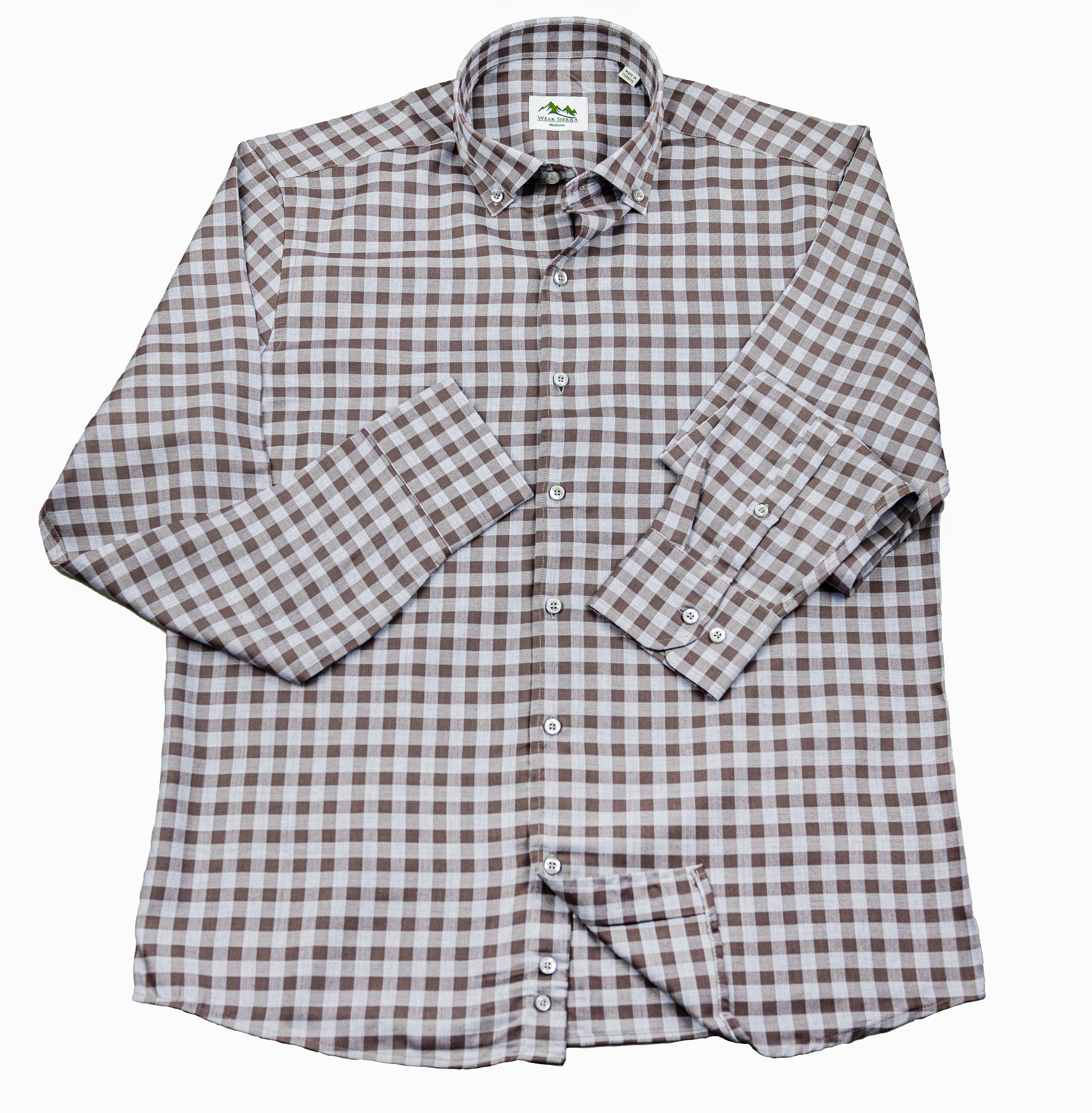Wear Sierra Top Shelf Men's Cotton Long Sleeve Button Down Shirts in Gray Check