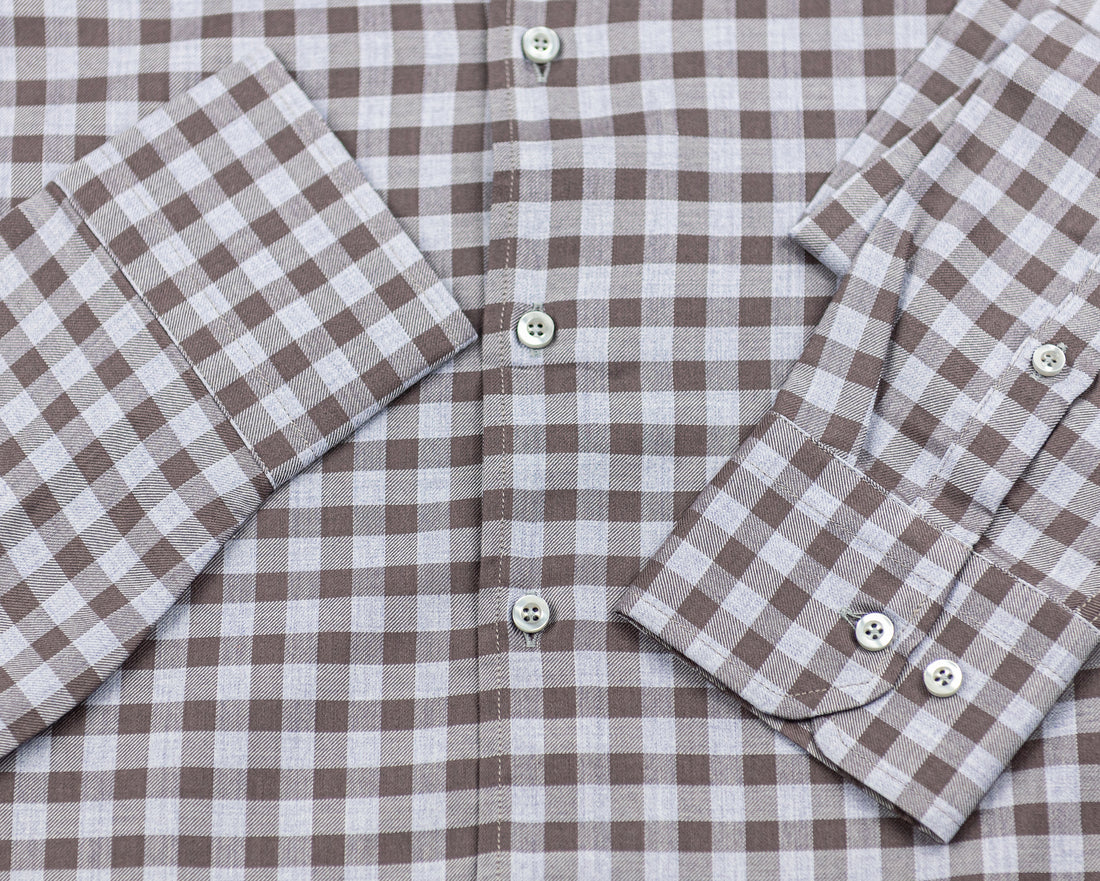 Wear Sierra Top Shelf Men's Cotton Long Sleeve Button Down Shirts in Gray Check