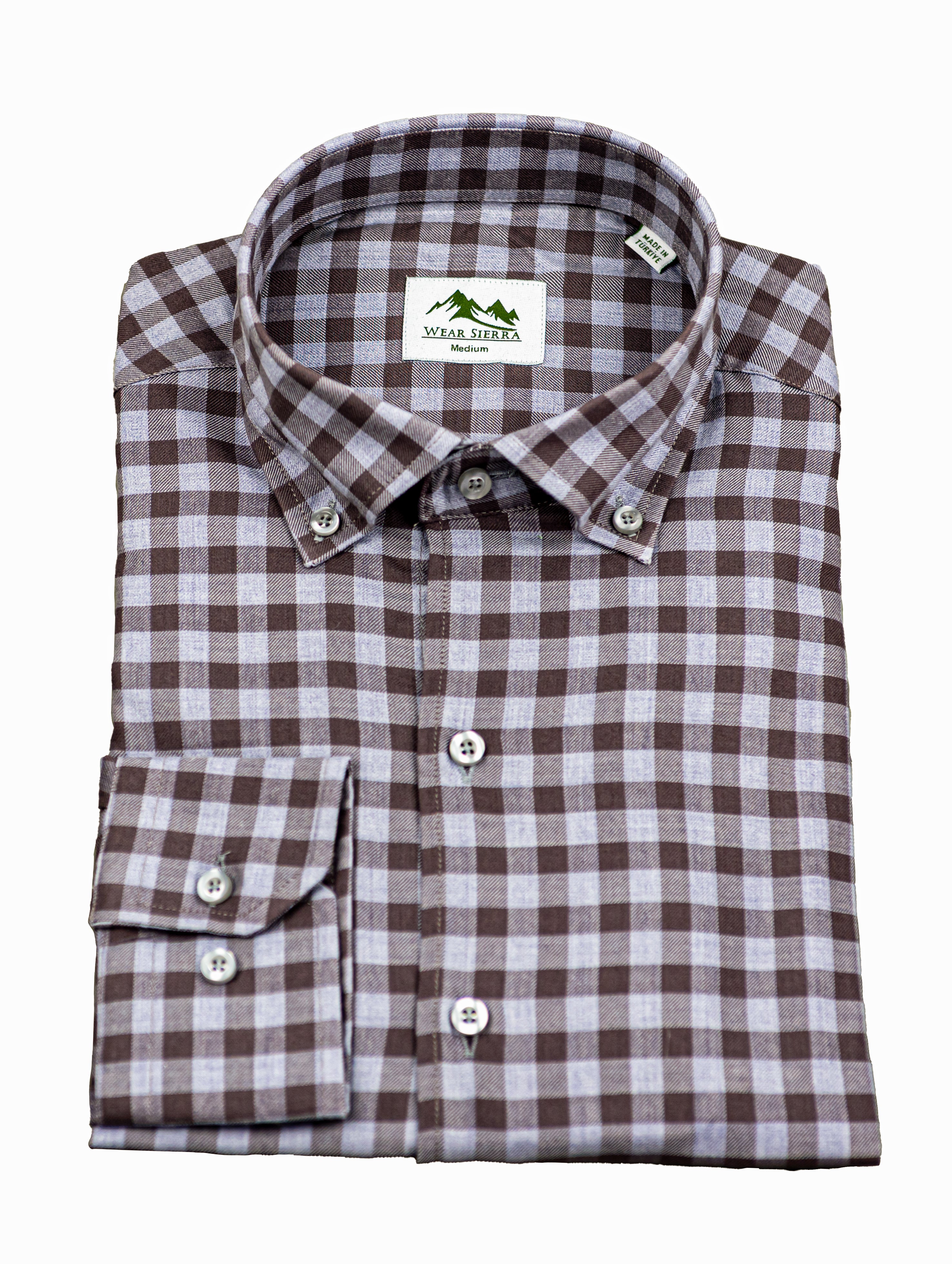 Wear Sierra Top Shelf Men's Cotton Long Sleeve Button Down Shirts in Gray Check