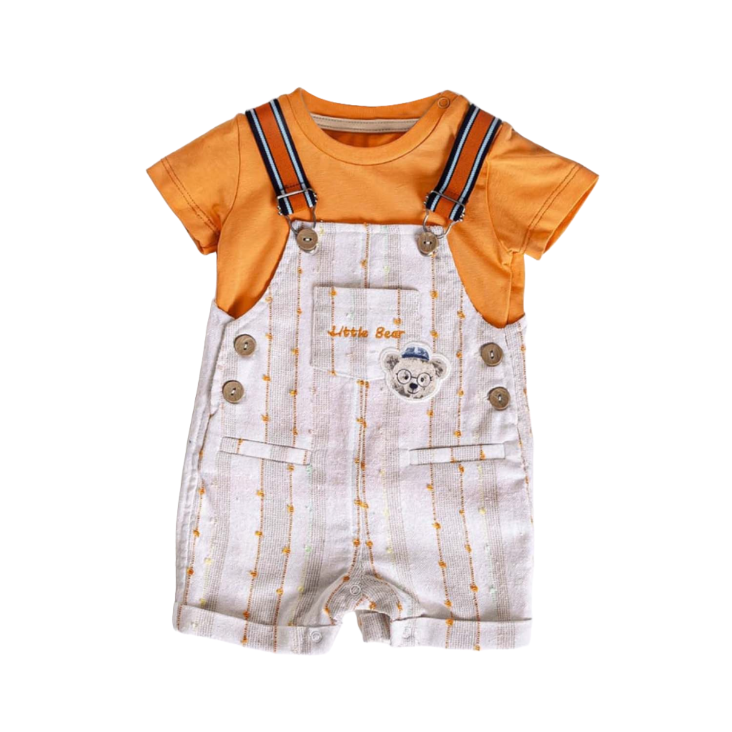 Infant Boys' Shortalls Green, Orange and Purple 2-Piece Set Perfect for Summer