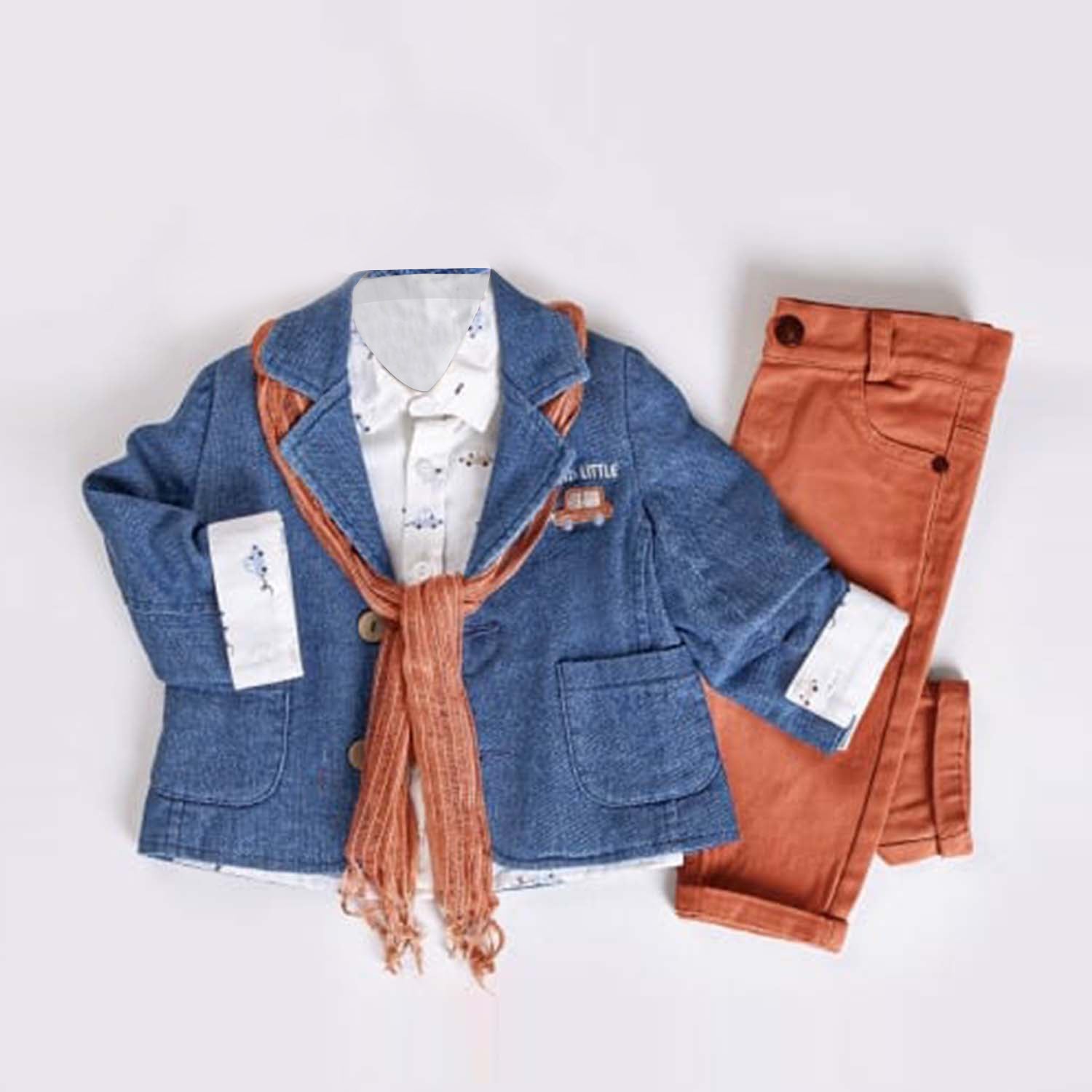 Infant and Toddler Girls' Adorable Blue Jean Jacket, Button-Up Shirt and Pants 3-Piece Set - 0