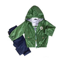 Infant and Toddler Hoodie Windbreaker 3-Piece Casual Wear - Great for Warm Weather - 0