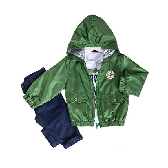 Infant and Toddler Hoodie Windbreaker 3-Piece Casual Wear - Great for Warm Weather
