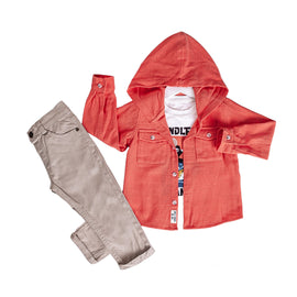 Buy pink Little Boys' Comfortable and Stylish Hoodie Jacket, Pants and T-Shirt 3-Piece Set