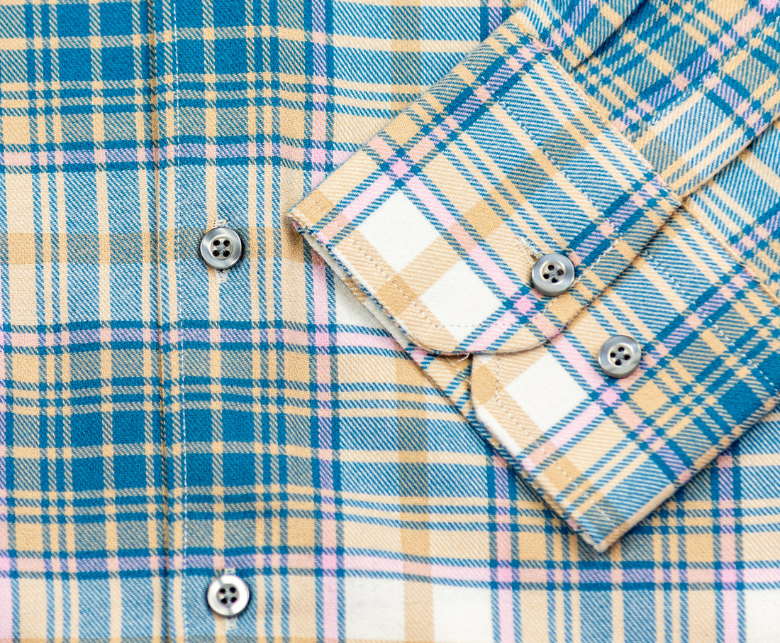 Wear Sierra Top Shelf Men's Cotton Long Sleeve Button Down Shirts in White Plaid, Soft Combed Cotton Shirt for Dads & Grads