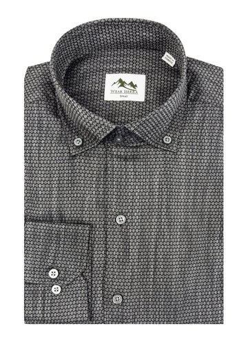 Wear Sierra Top Shelf Men's Turkish Cotton Long Sleeve Button Down Shirts in Black Circles, Casual Friday Shirts for Men