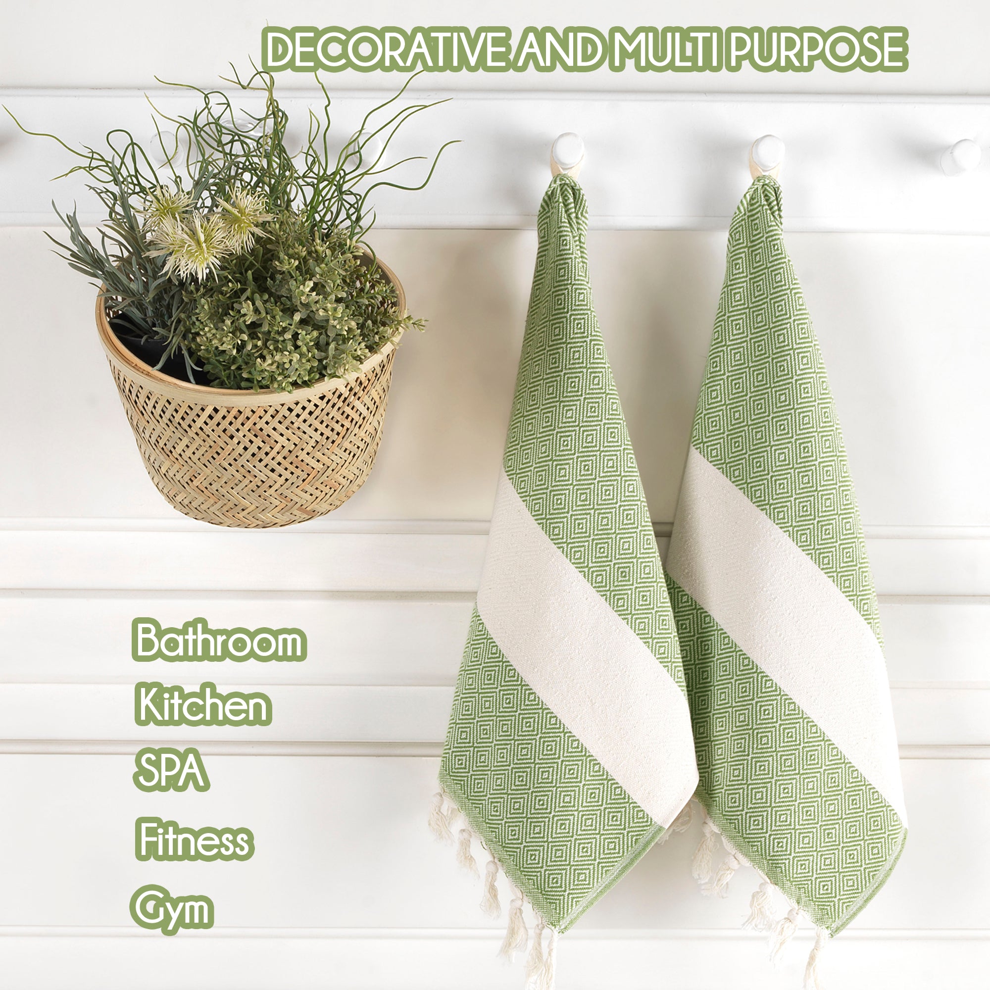 Turkish Hand Towels Set of 2 Decorative Towels for Bathroom and Kitchen - Soft, Absorbent and Quick Dry Farmhouse Towels for Hands, Hair and Face (19x39 inches)