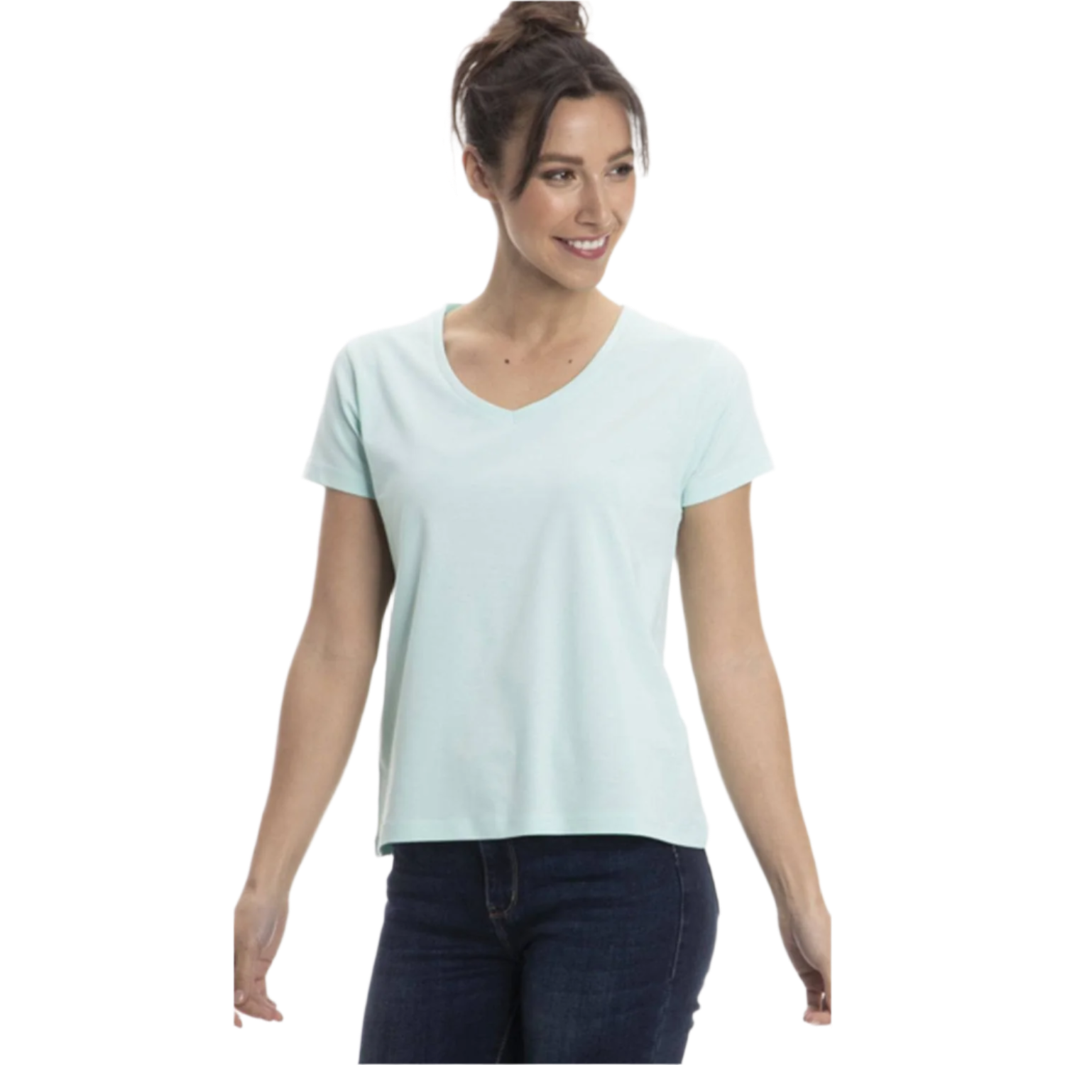 Women's Short Sleeve V-Neck T-Shirts - Colorful Women's Shirts - Great for Laying under Scrubs, Sweaters, Turkish Cotton Short Sleeve Shirts