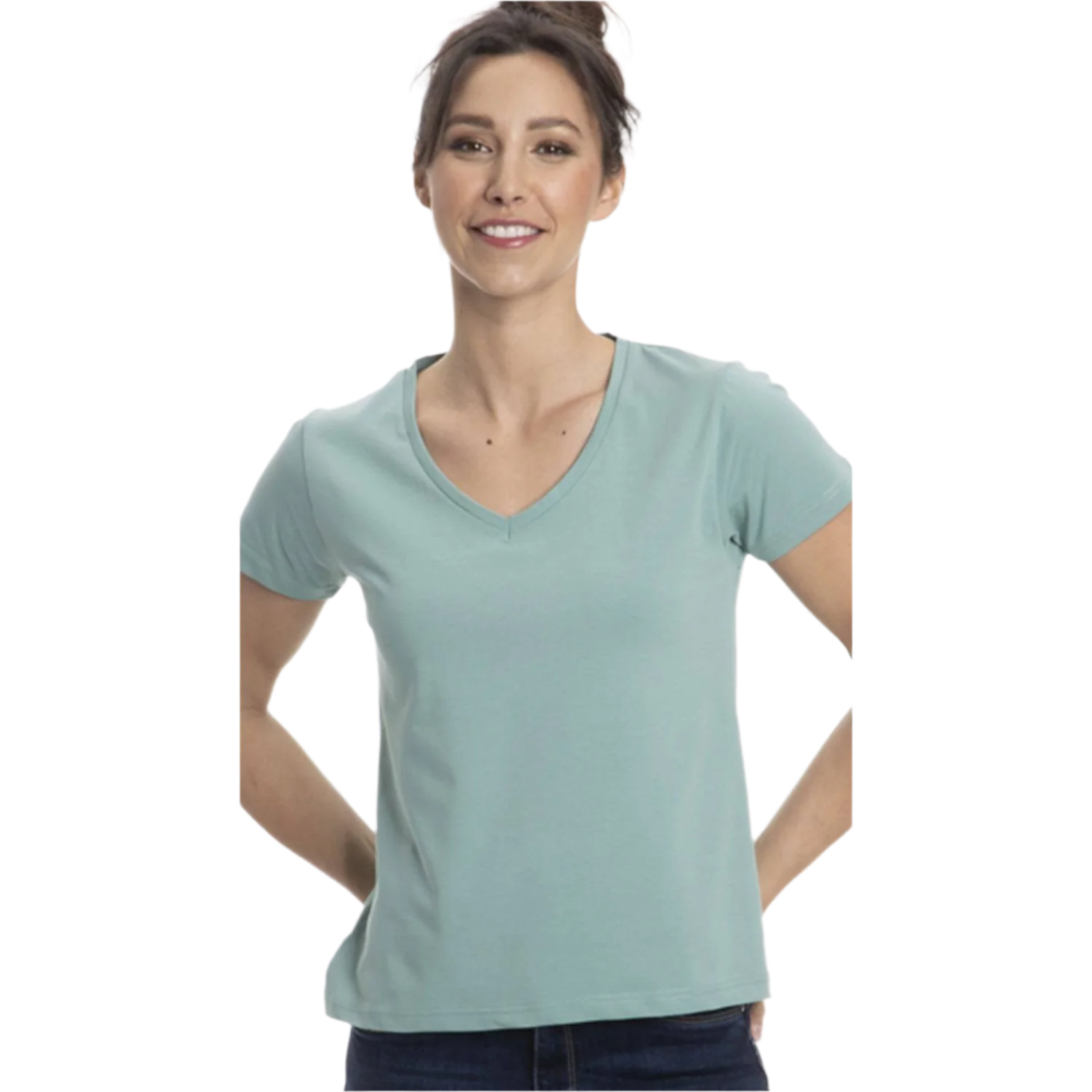 Women's Short Sleeve V-Neck T-Shirts - Colorful Women's Shirts - Great for Laying under Scrubs, Sweaters, Turkish Cotton Short Sleeve Shirts