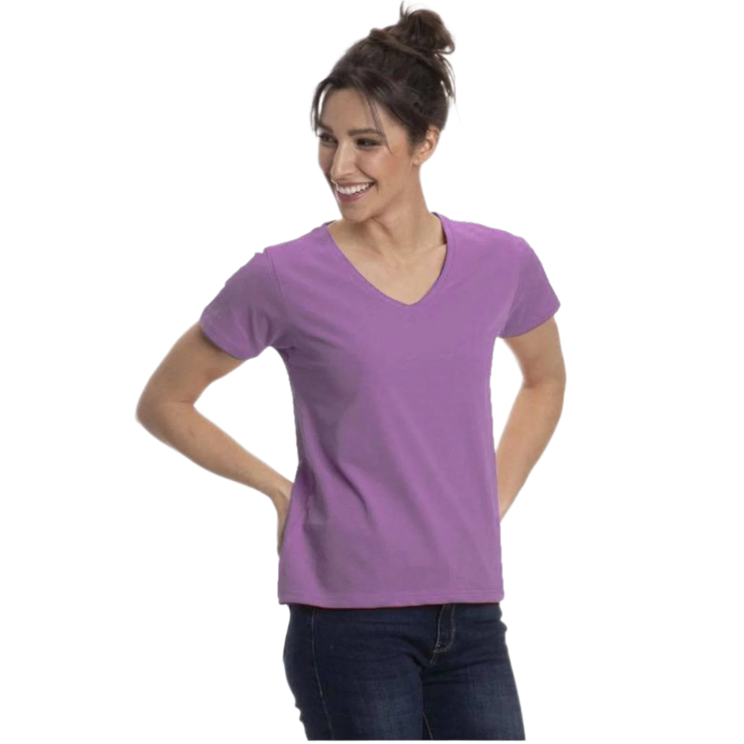 Women's Short Sleeve V-Neck T-Shirts - Colorful Women's Shirts - Great for Laying under Scrubs, Sweaters, Turkish Cotton Short Sleeve Shirts