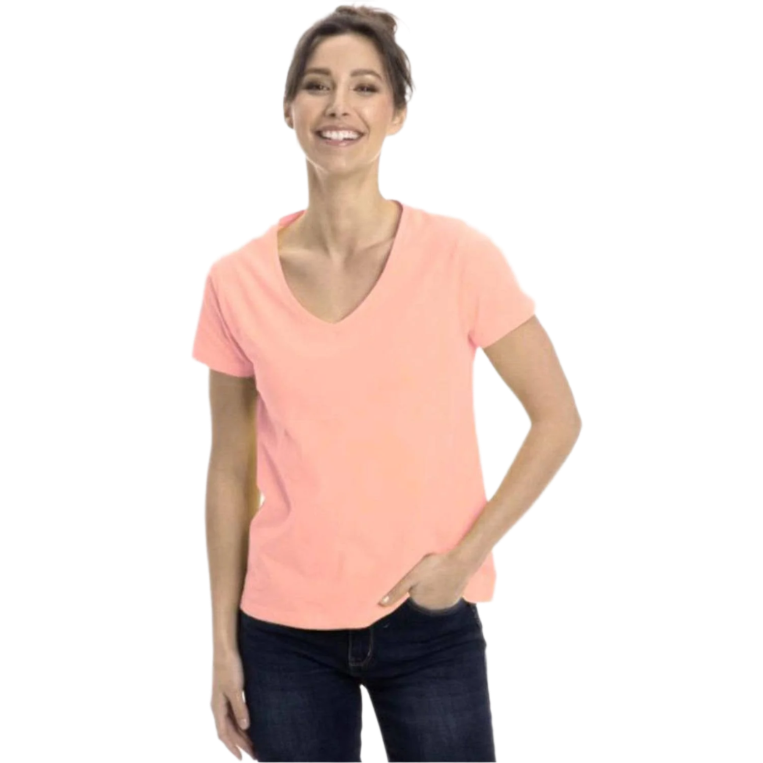 Women's Short Sleeve V-Neck T-Shirts - Colorful Women's Shirts - Great for Laying under Scrubs, Sweaters, Turkish Cotton Short Sleeve Shirts