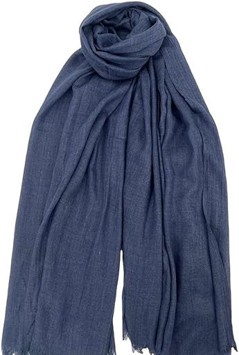 Buy denim-blue Women&#39;s Lightweight Linen-Like Sheer Summer Scarves in Rich Colors
