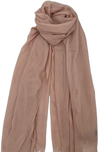 Buy seashell-pink Women&#39;s Lightweight Linen-Like Sheer Summer Scarves in Rich Colors