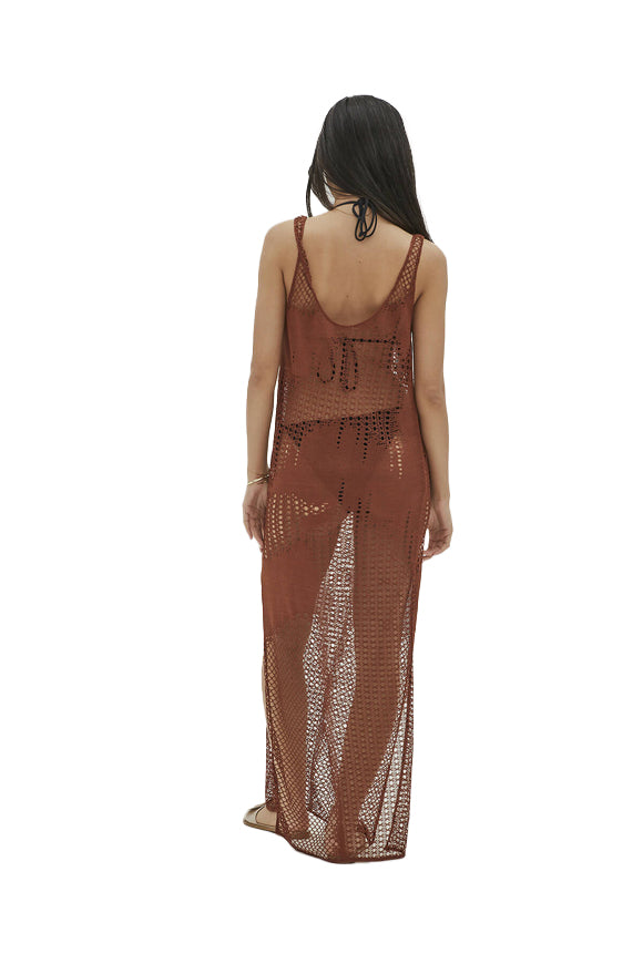 Women's Panama Beach Dress- Sleeveless Crew Neck Summer-long Cover-Up Beach Dress Wear - Wear Sierra