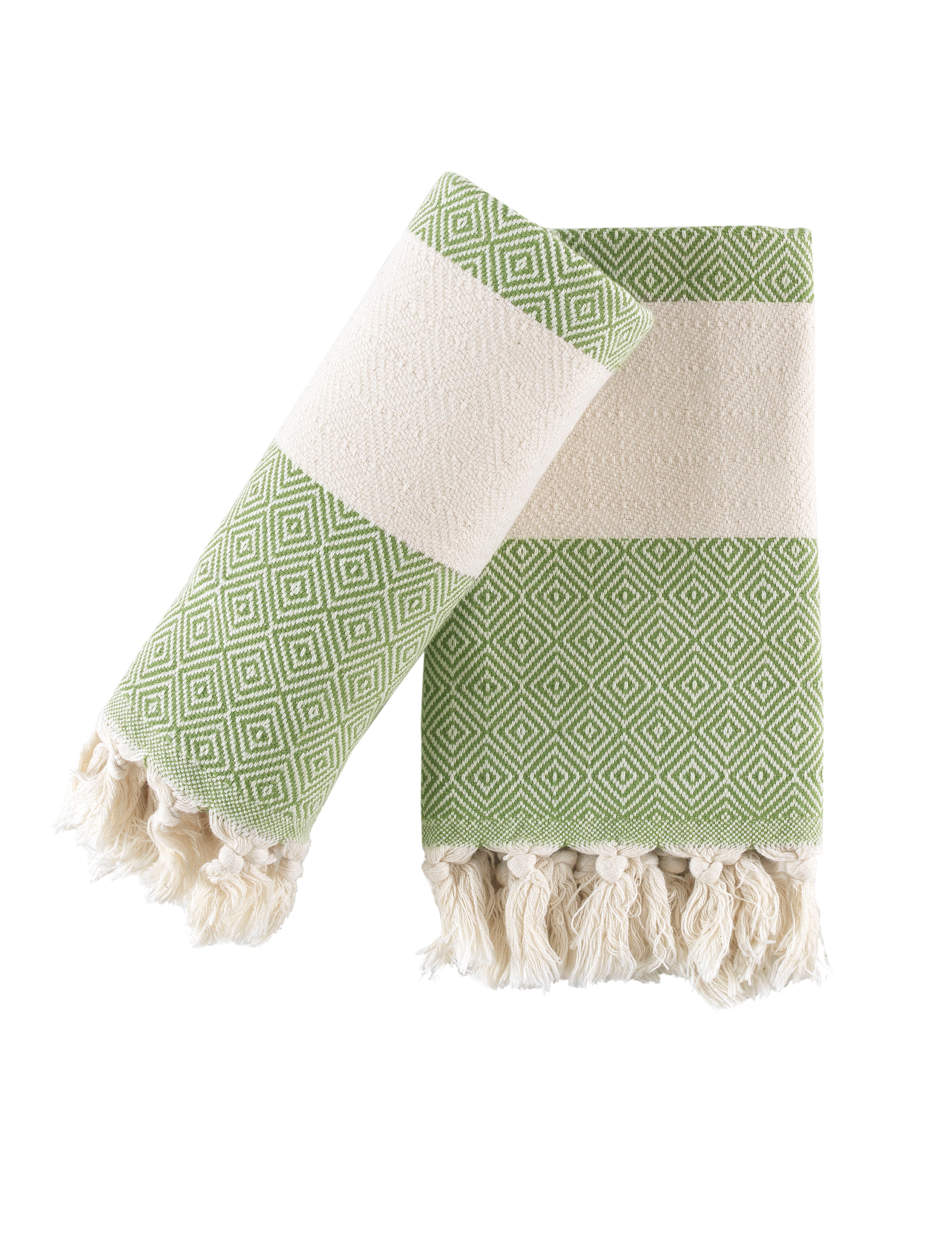 Turkish Hand Towels Set of 2 Decorative Towels for Bathroom and Kitchen - Soft, Absorbent and Quick Dry Farmhouse Towels for Hands, Hair and Face (19x39 inches)