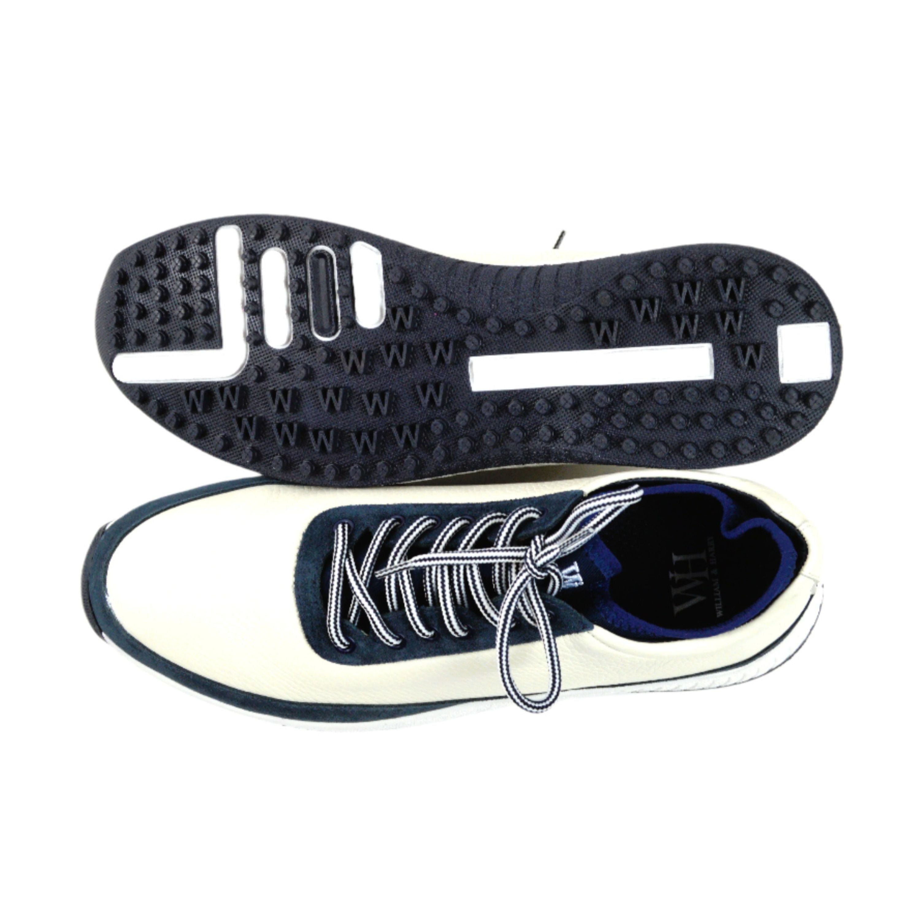 W&H Suede Navy & White - Original Design Signature Golf Shoes for Men - CLEARANCE