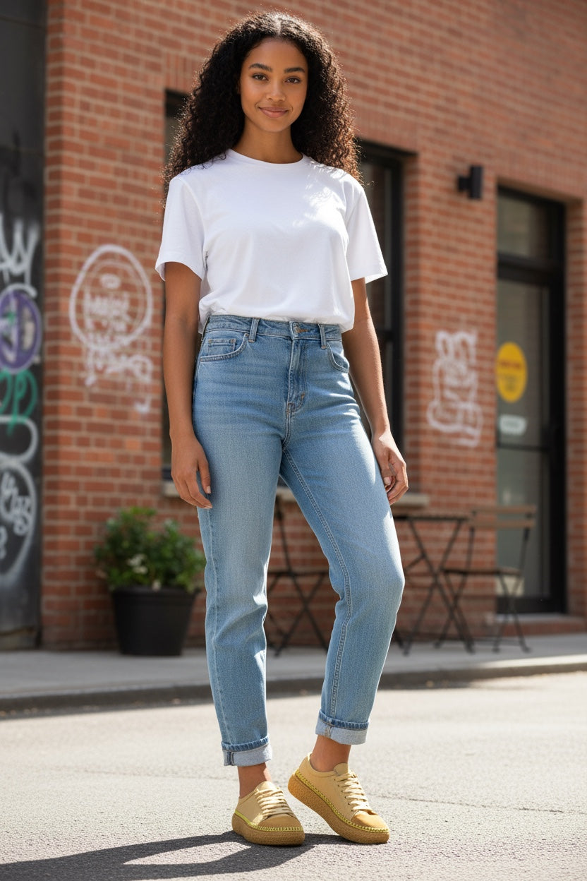 Women's Colorful Leather Sneakers - Great for the Office, Casual Days (Aimee Style)