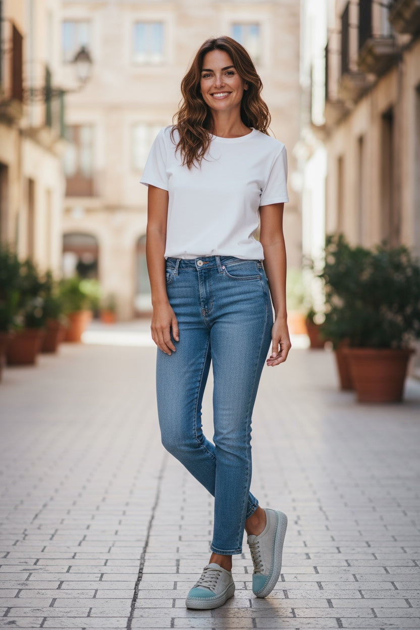 Women's Colorful Leather Sneakers - Great for the Office, Casual Days (Aimee Style)