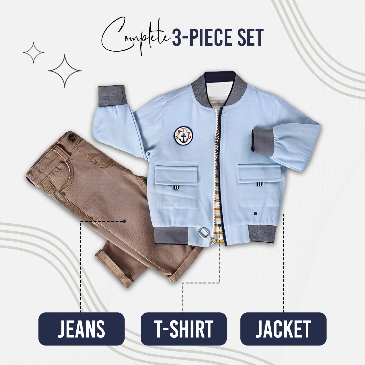 Little Boy & Toddler 3-Piece Casual Outfit - Jacket, T-Shirt & Jeans
