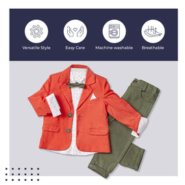 Buy brown Little Boy's Colorful Suit Jacket, Pants and Button-Up Shirt 3-Piece Set