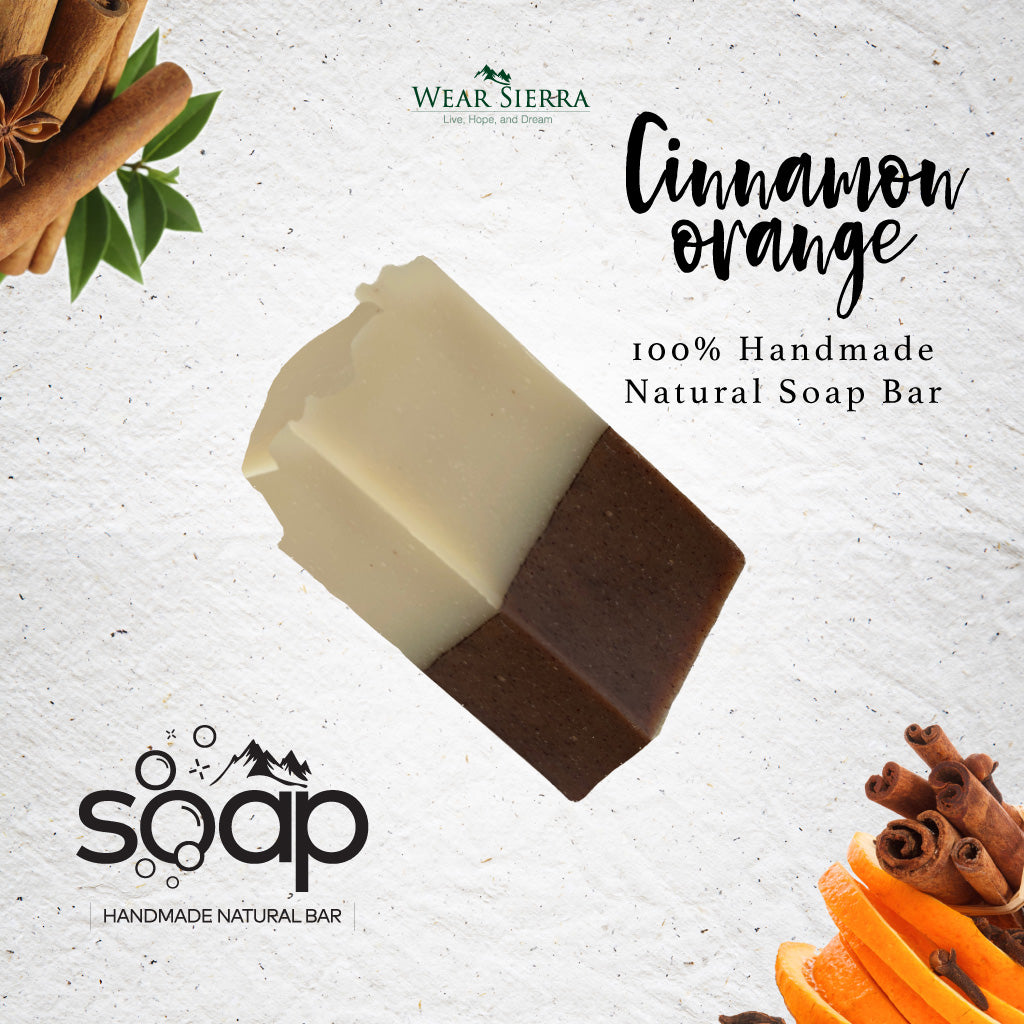 Handmade Cinnamon and Orange Bar Soap Pack Of 2, Natural Soap for Men & Women