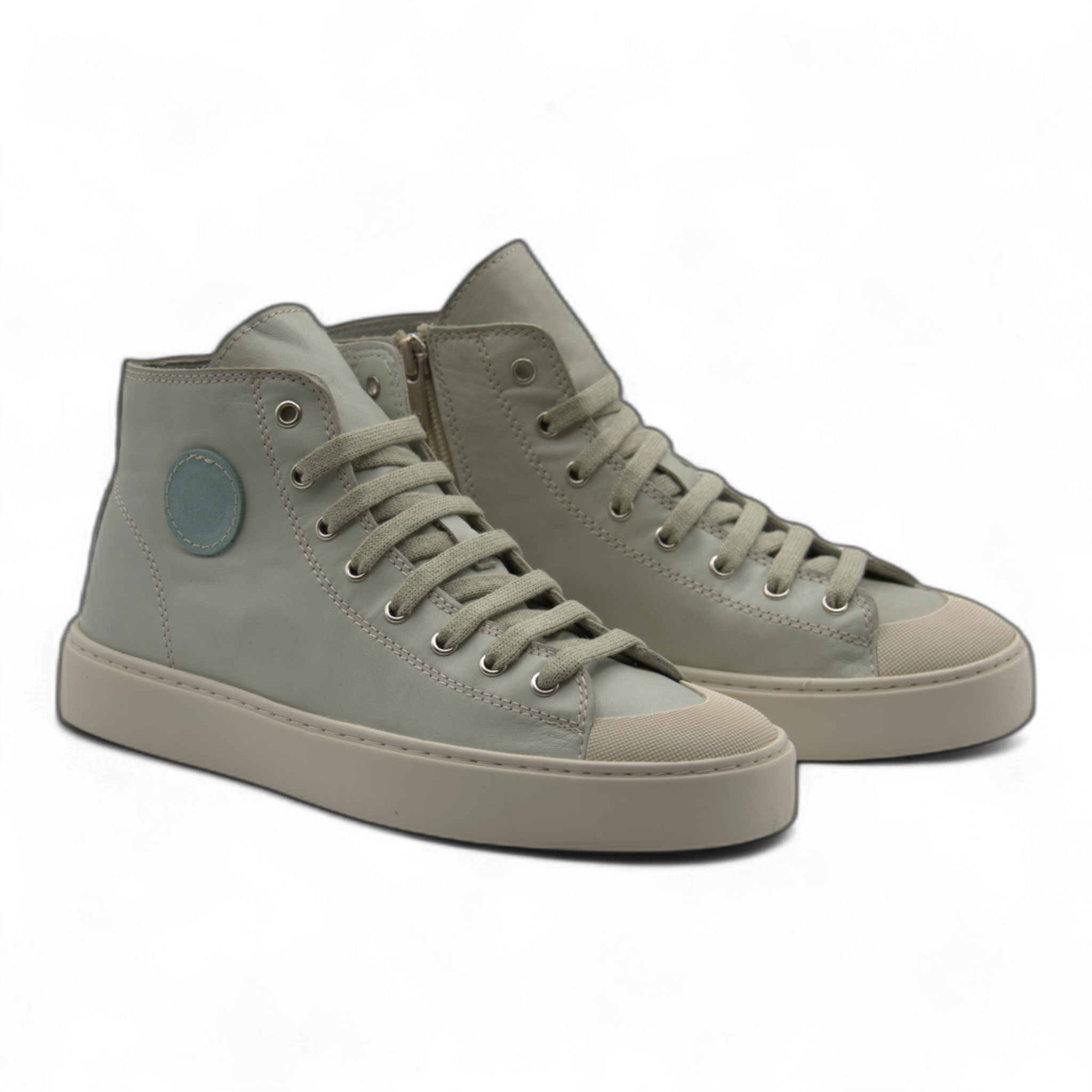 Women's Leather High Top Sneakers with Convenient Side Zipper (August Style)