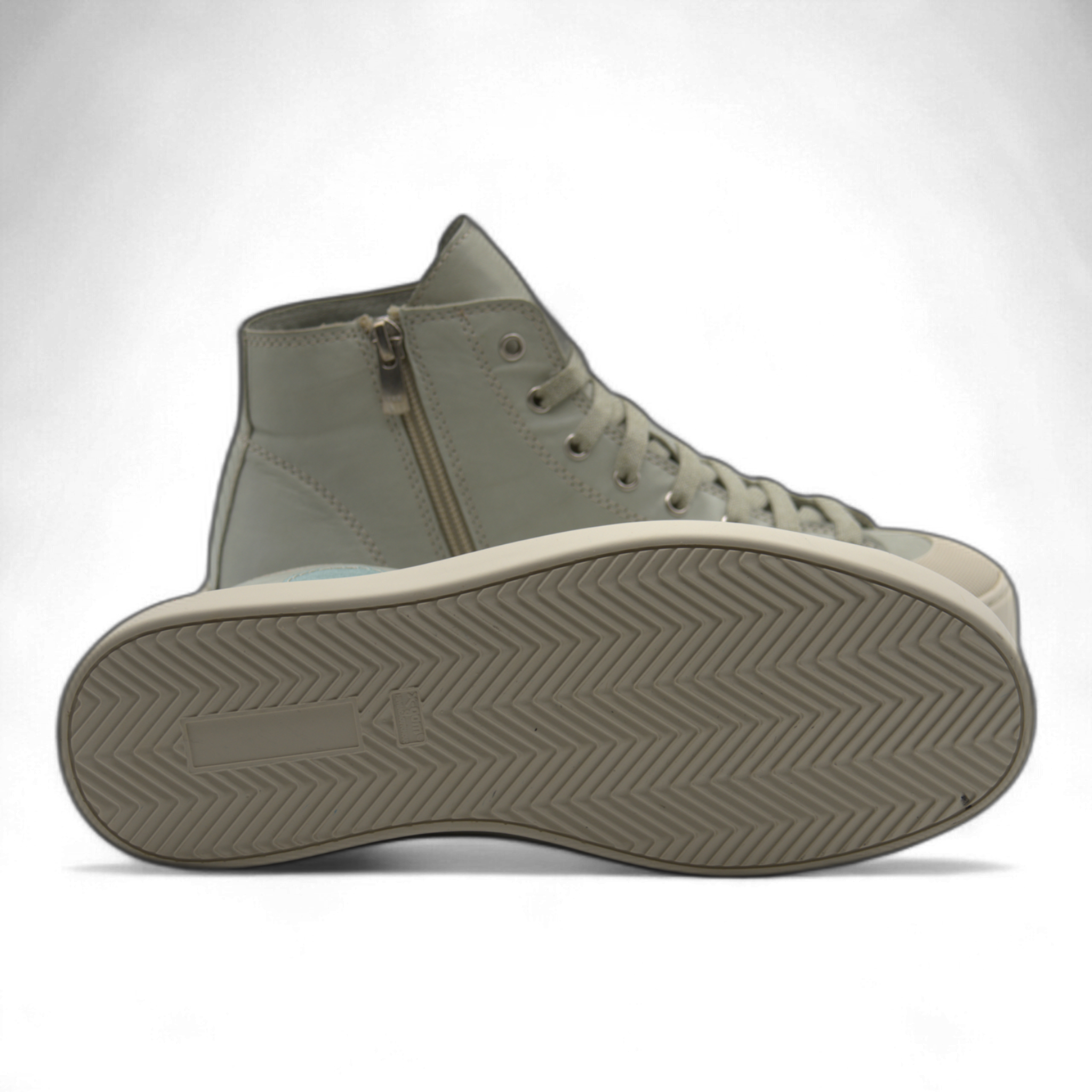 Women's Leather High Top Sneakers with Convenient Side Zipper (August Style)
