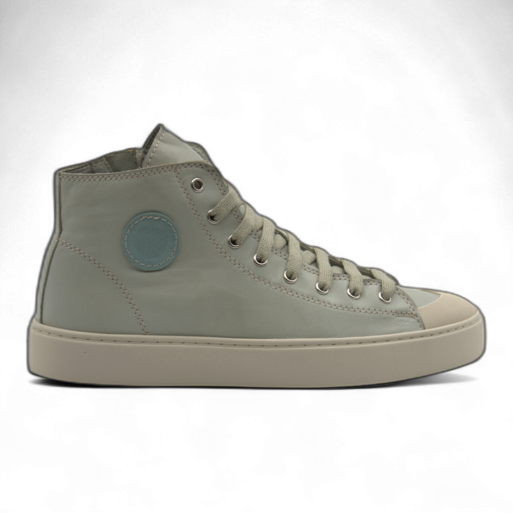 Women's Leather High Top Sneakers with Convenient Side Zipper (August Style)