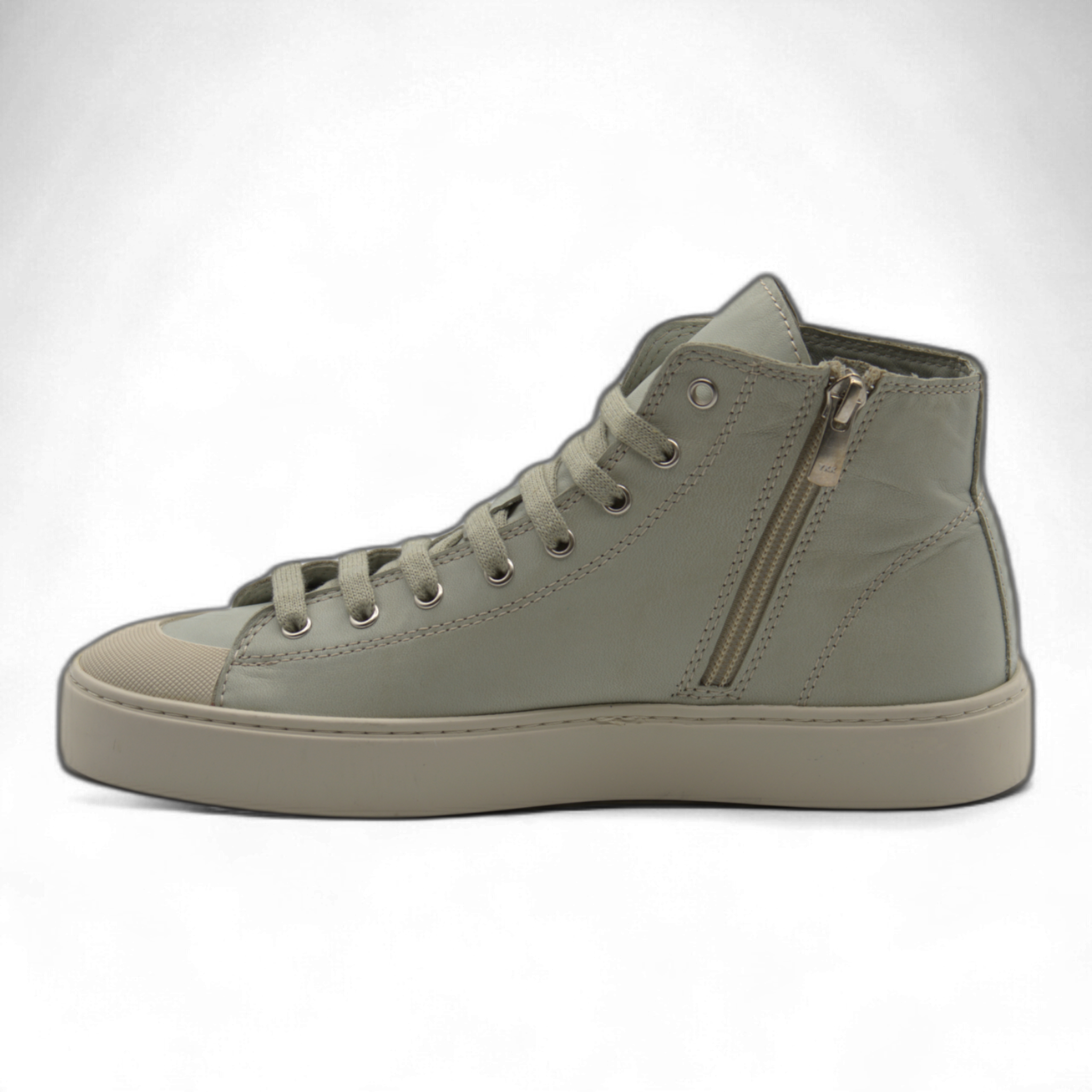 Women's Leather High Top Sneakers with Convenient Side Zipper (August Style)