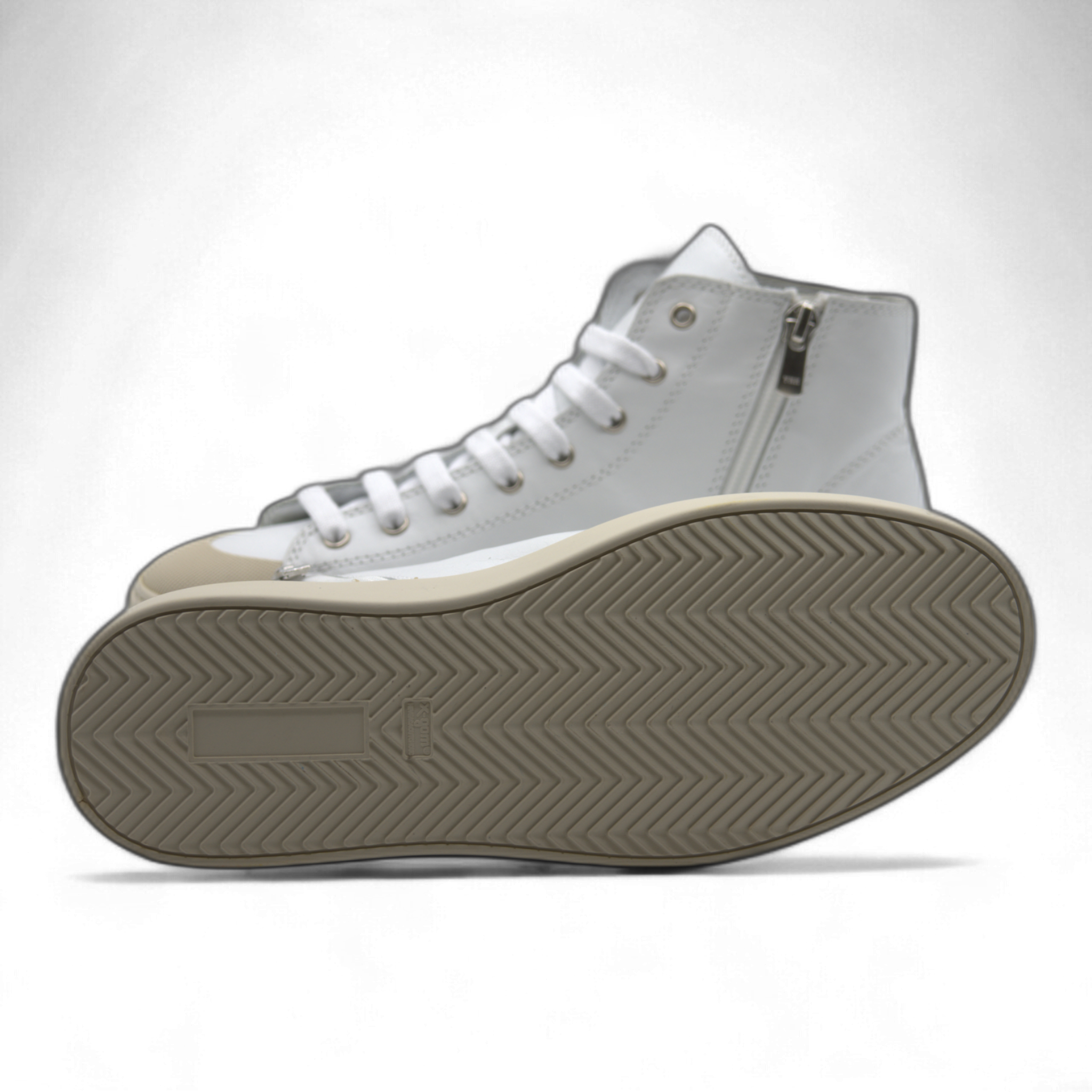 Women's Leather High Top Sneakers with Convenient Side Zipper (August Style)