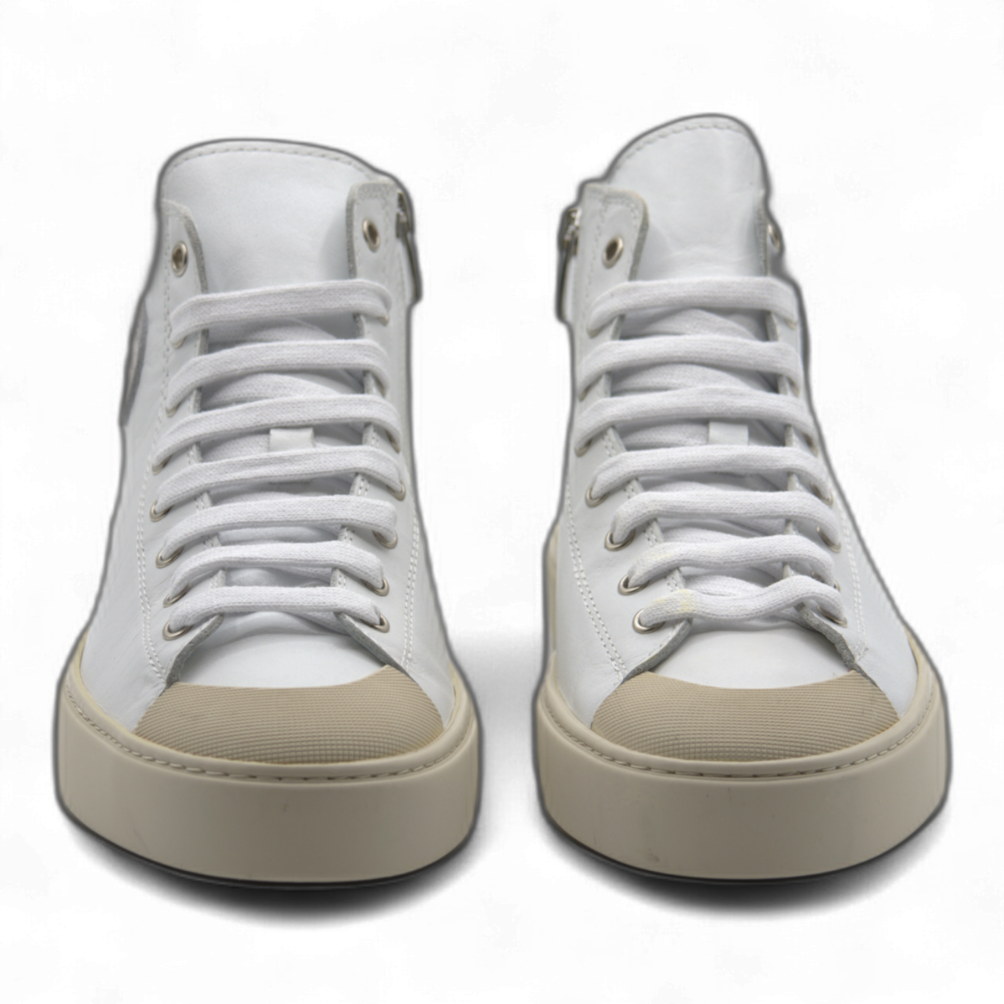 Women's Leather High Top Sneakers with Convenient Side Zipper (August Style)