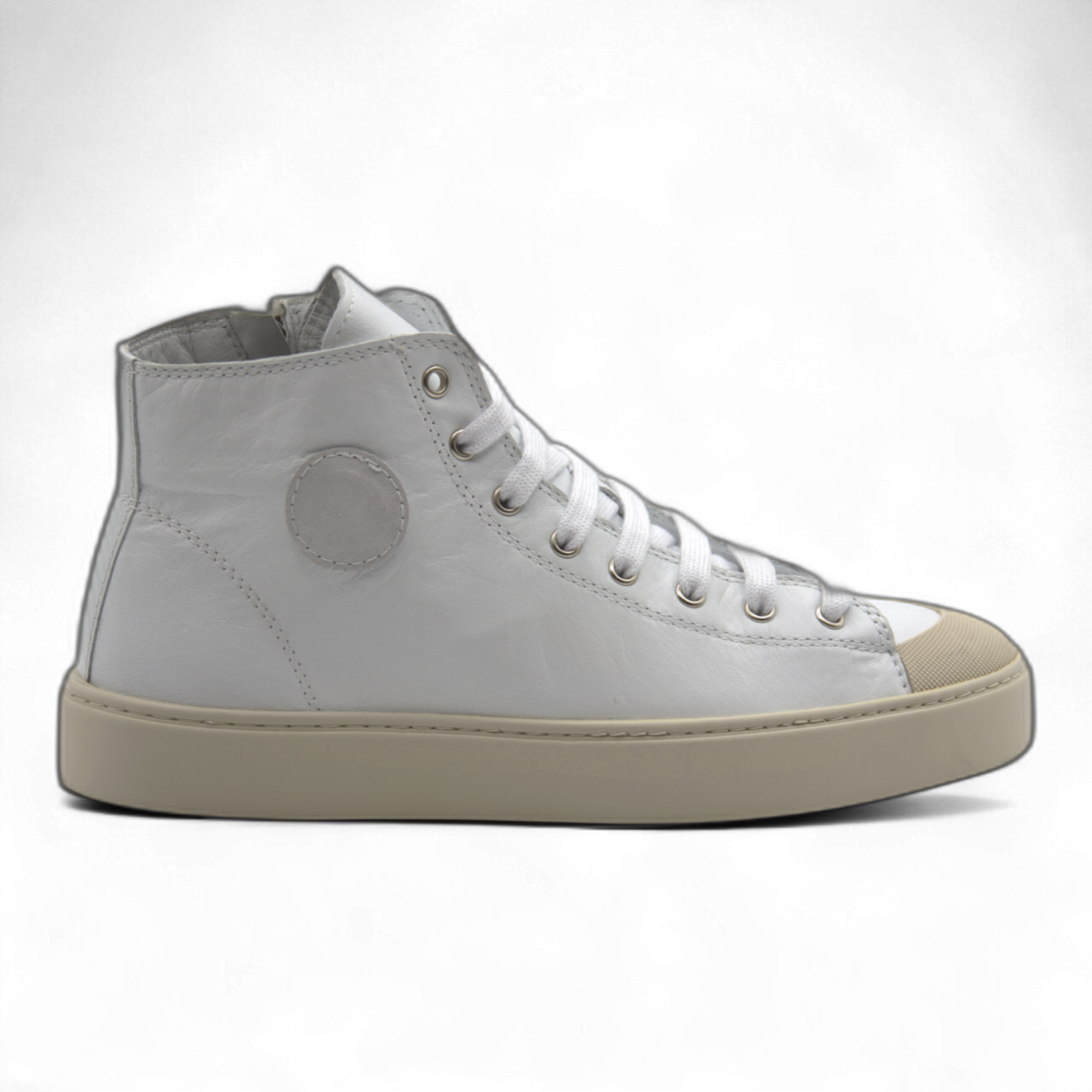 Women's Leather High Top Sneakers with Convenient Side Zipper (August Style)