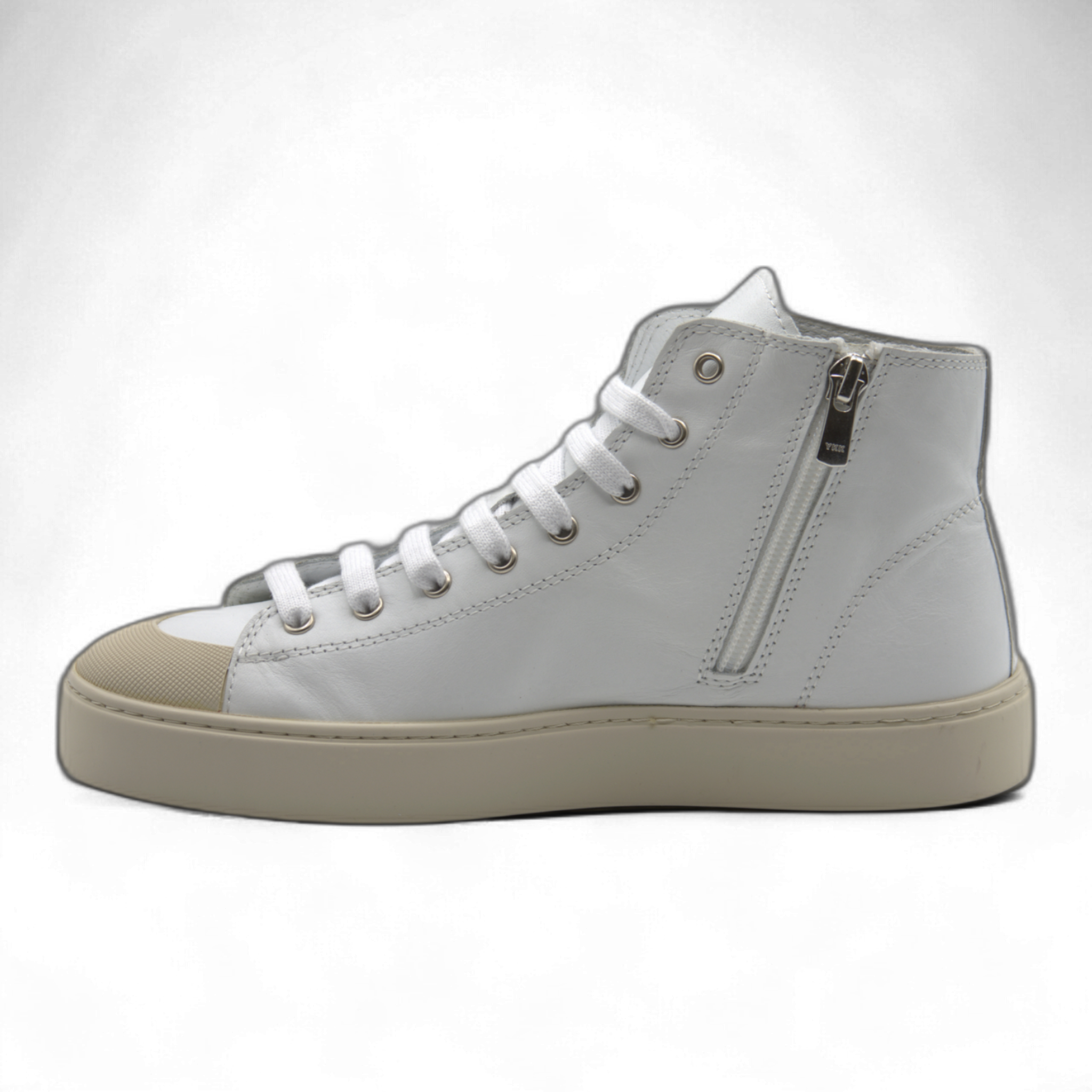Women's Leather High Top Sneakers with Convenient Side Zipper (August Style)