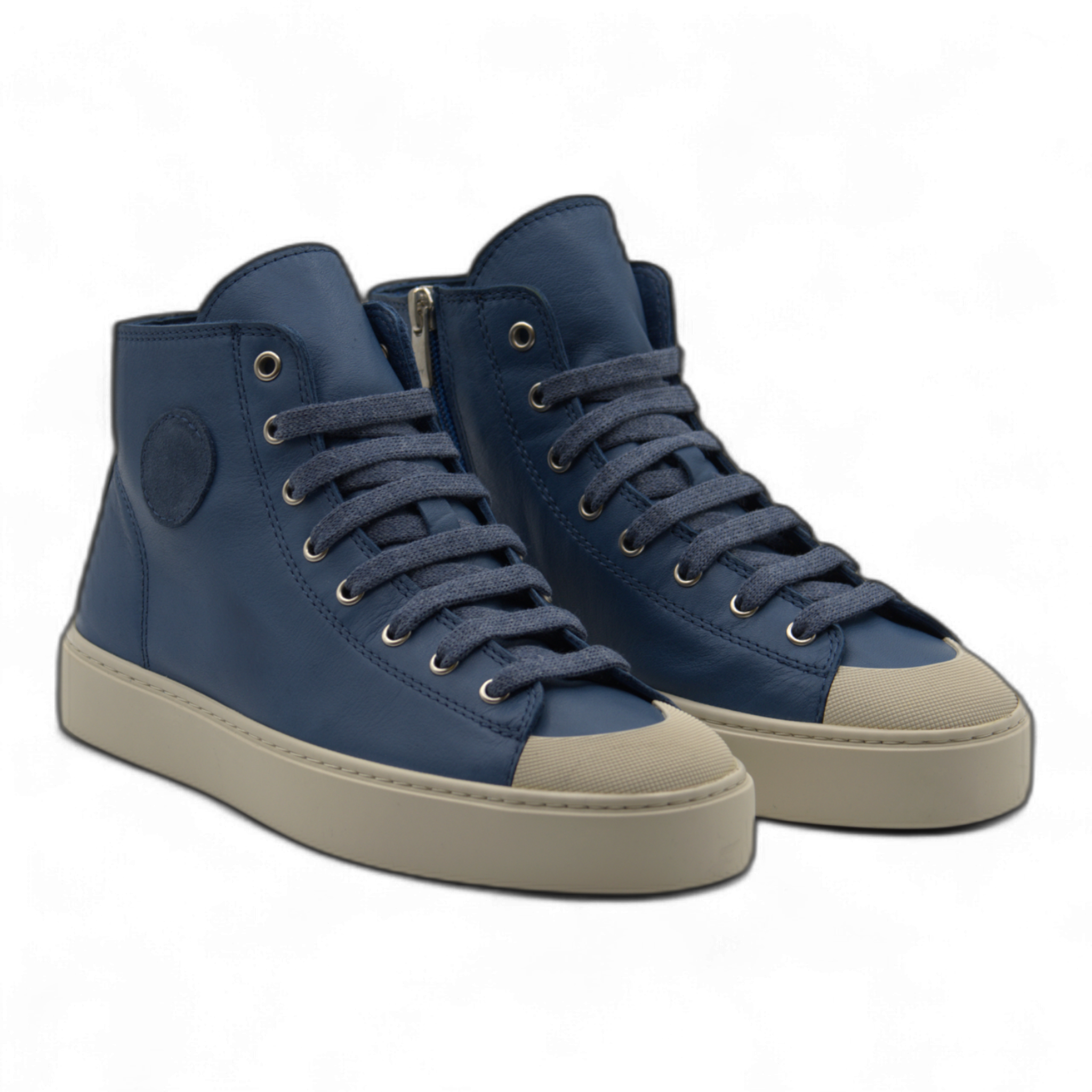 Women's Leather High Top Sneakers with Convenient Side Zipper (August Style)