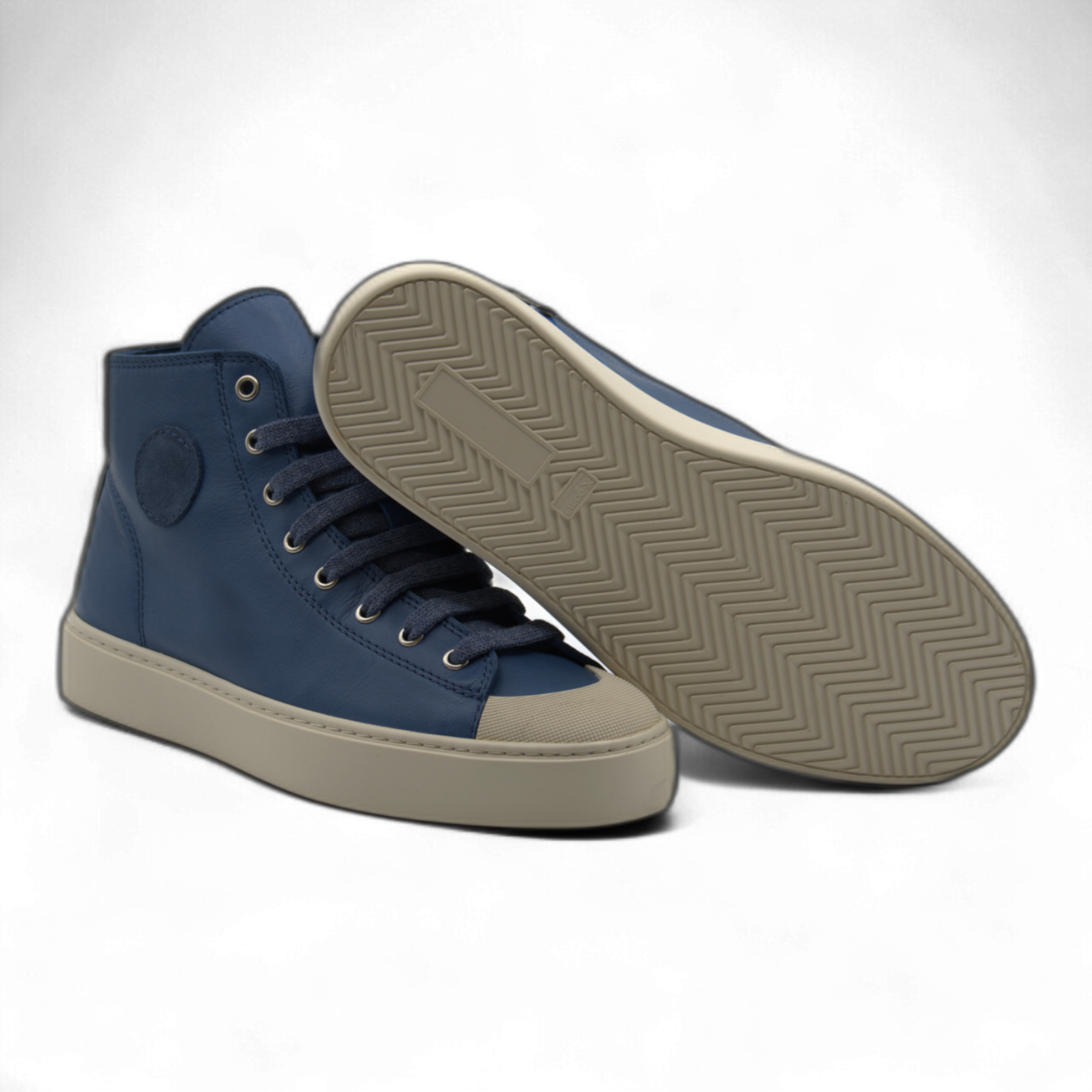 Women's Leather High Top Sneakers with Convenient Side Zipper (August Style)