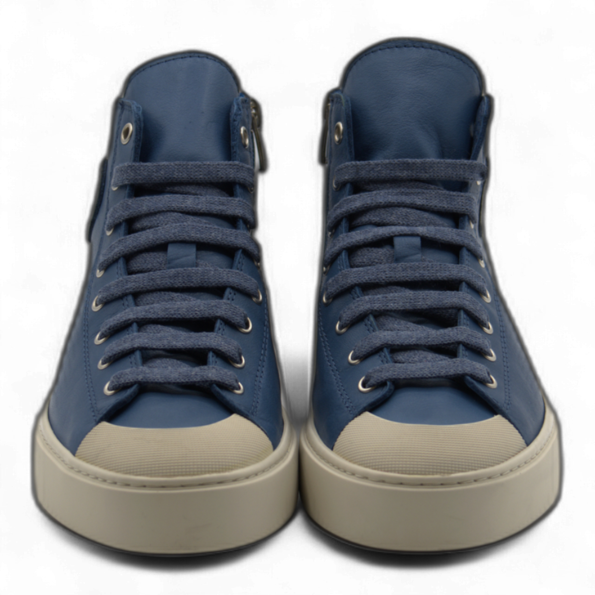 Women's Leather High Top Sneakers with Convenient Side Zipper (August Style)