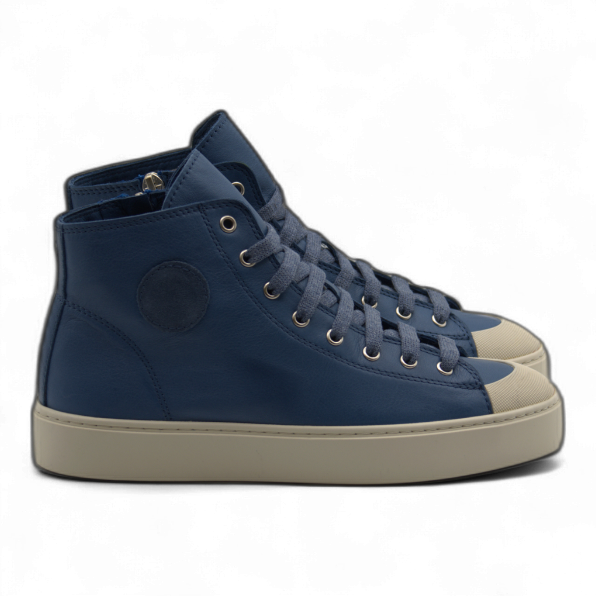 Women's Leather High Top Sneakers with Convenient Side Zipper (August Style)