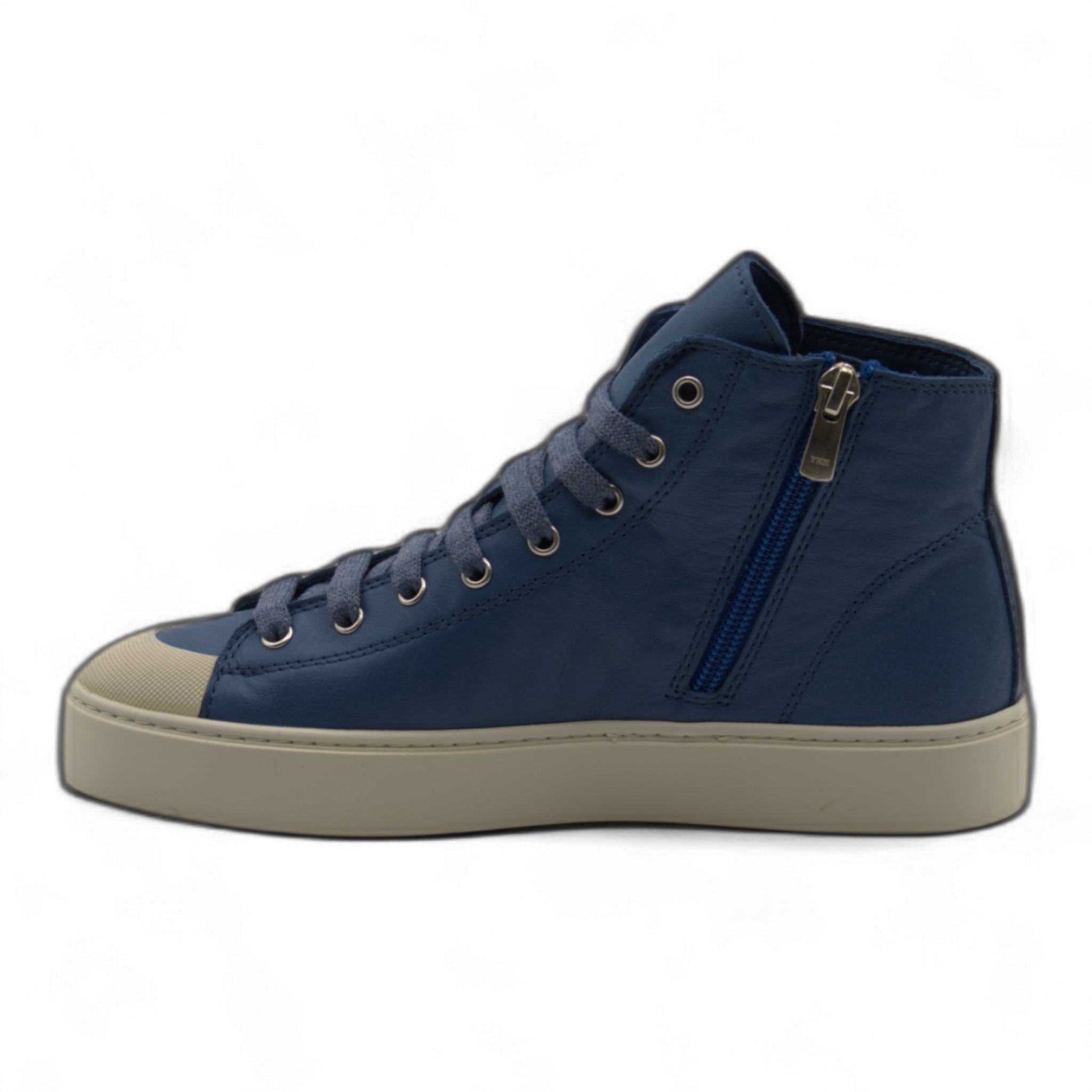 Women's Leather High Top Sneakers with Convenient Side Zipper (August Style)