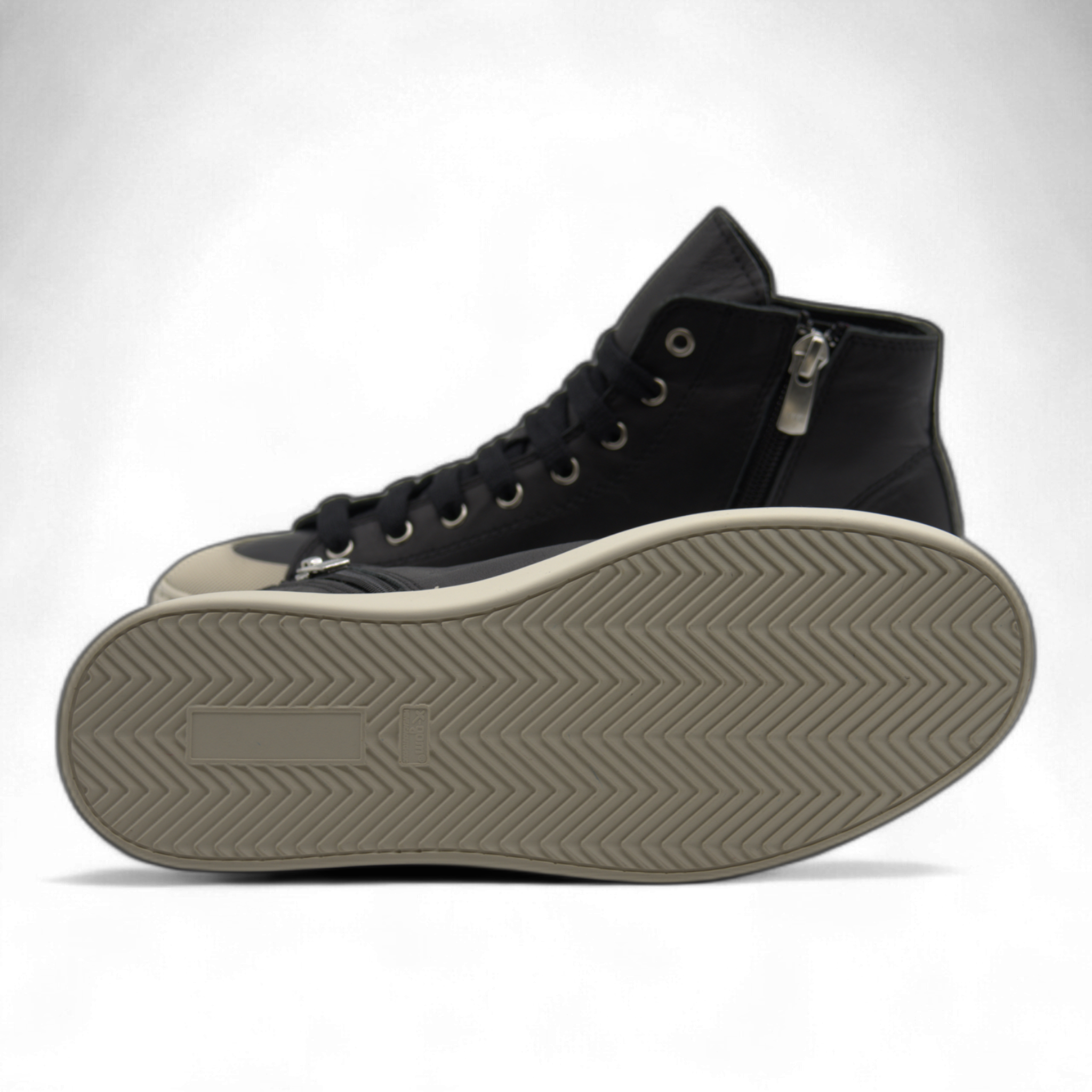 Women's Leather High Top Sneakers with Convenient Side Zipper (August Style)