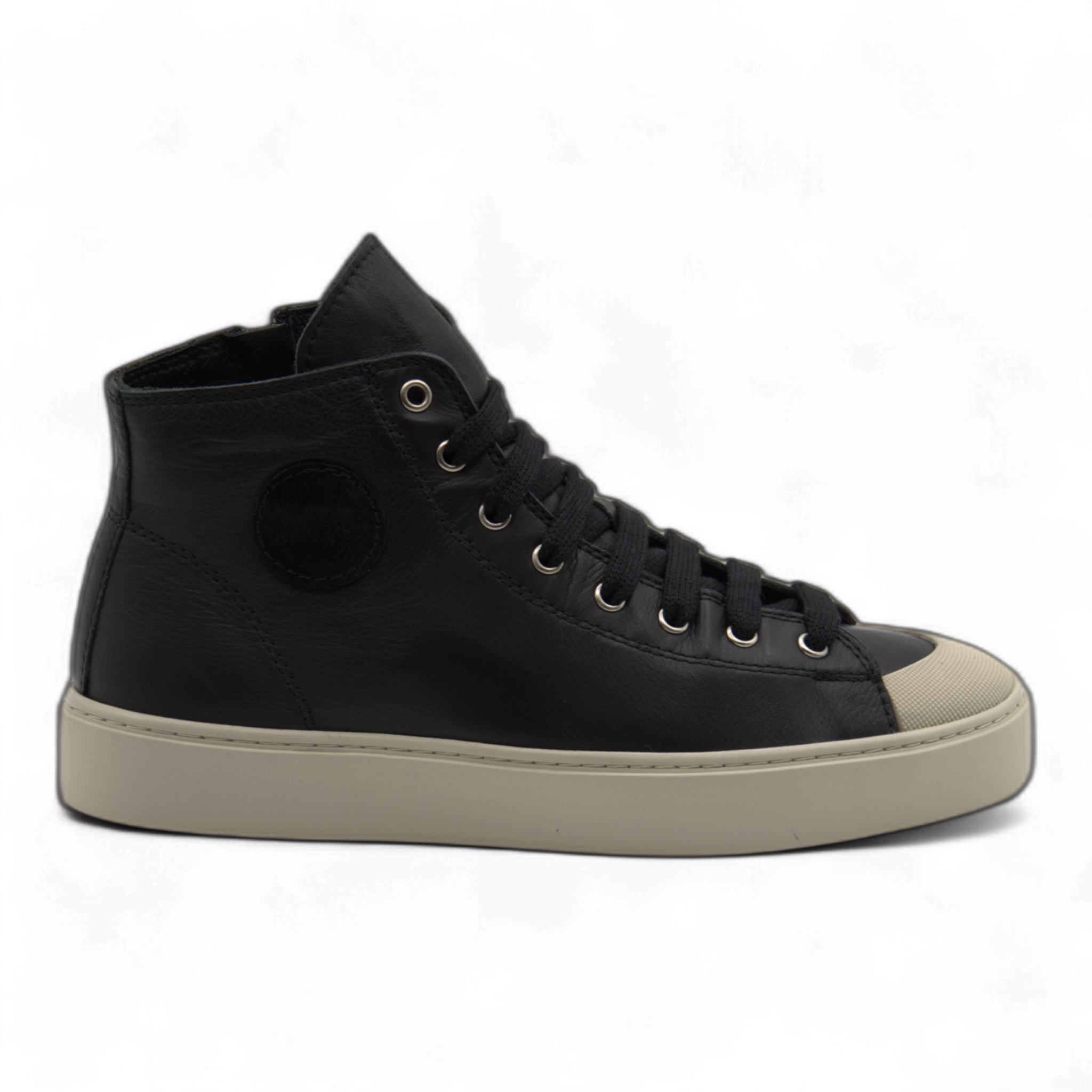 Women's Leather High Top Sneakers with Convenient Side Zipper (August Style)
