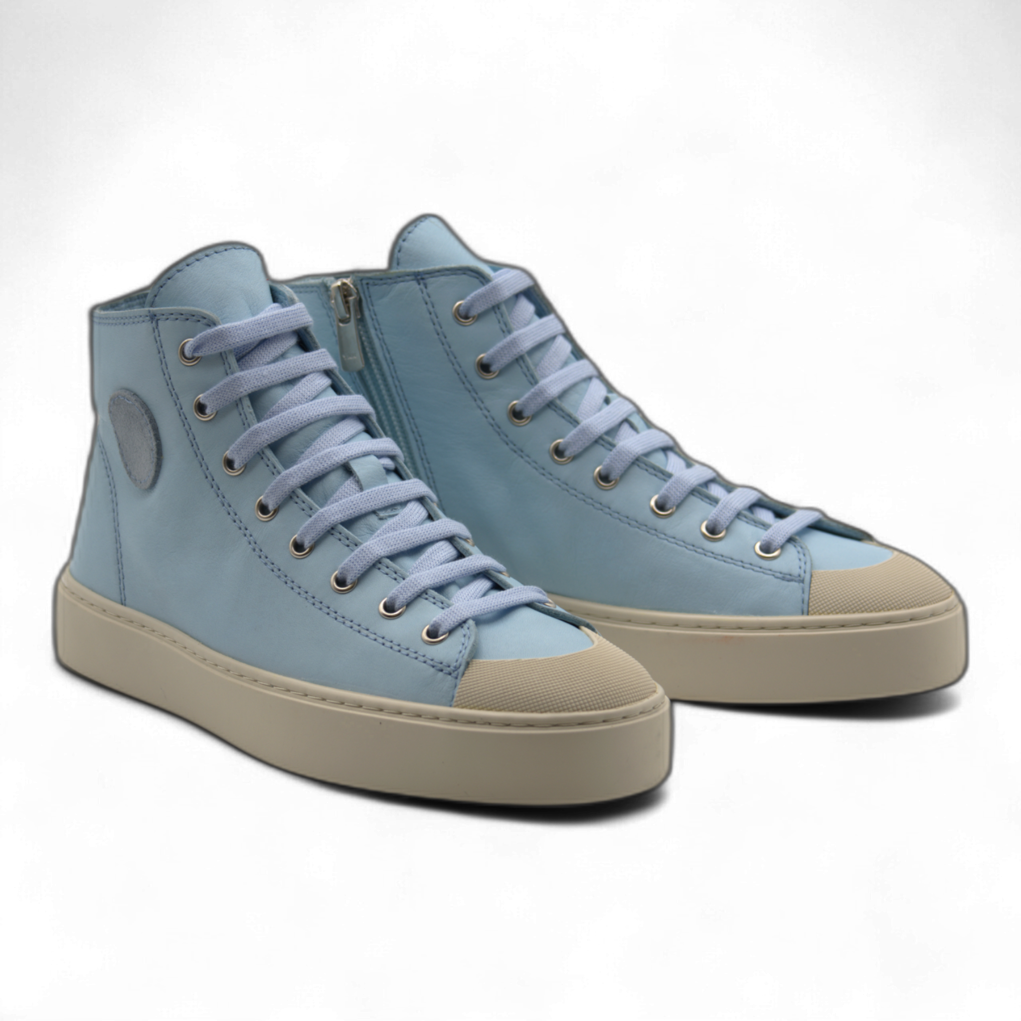 Women's Leather High Top Sneakers with Convenient Side Zipper (August Style)